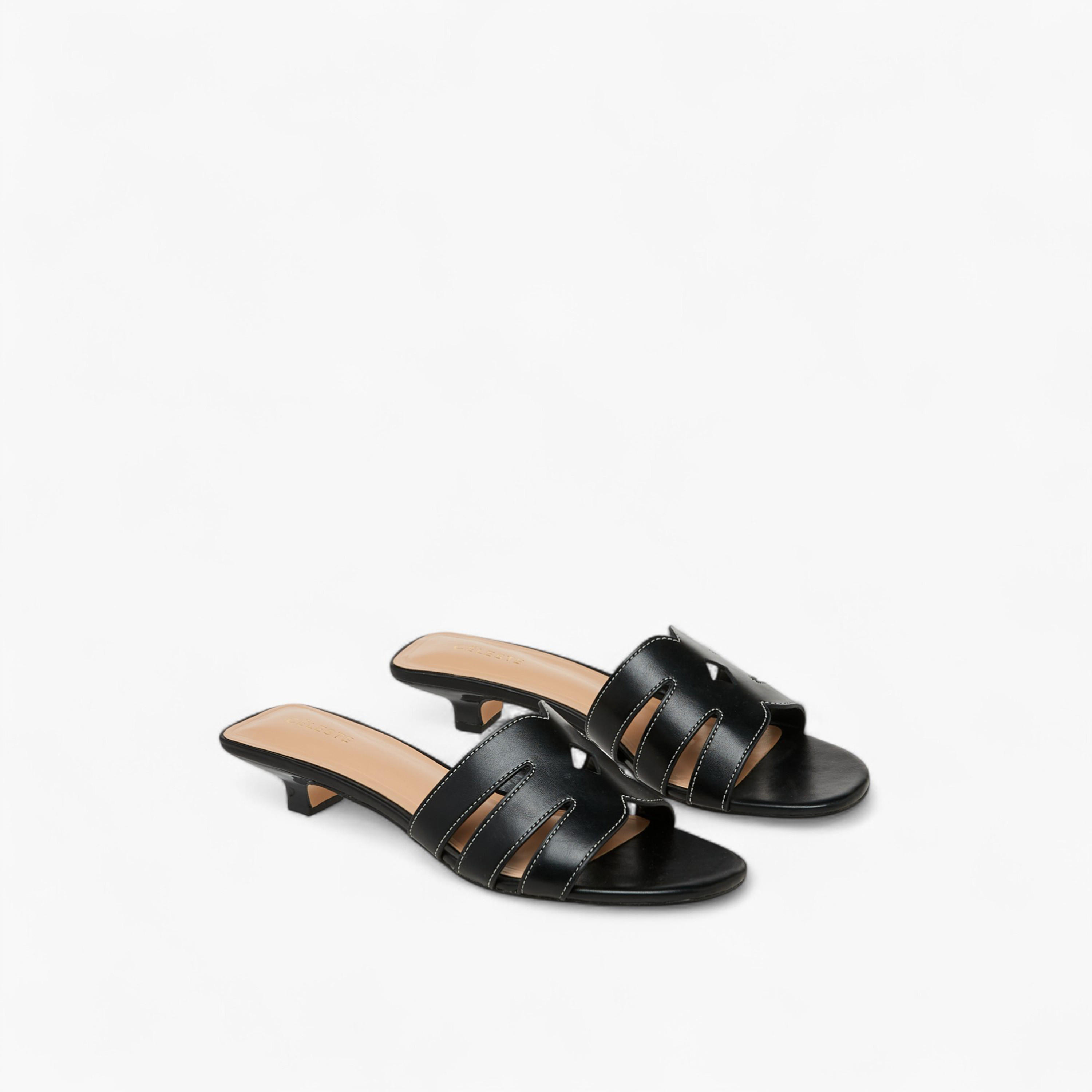 Celeste Women's Cutout Strap Slip-On Sandals with Kitten Heels-women-shoes-sandals-heeled-image-1