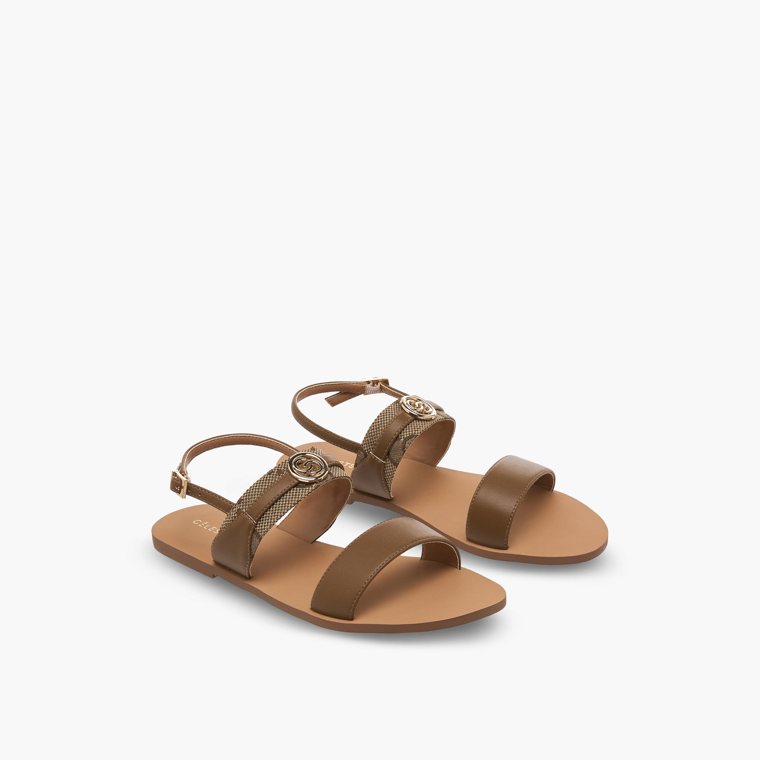 Celeste Women Printed Buckle Closure Sandals-women-shoes-flats-sandals-image-1