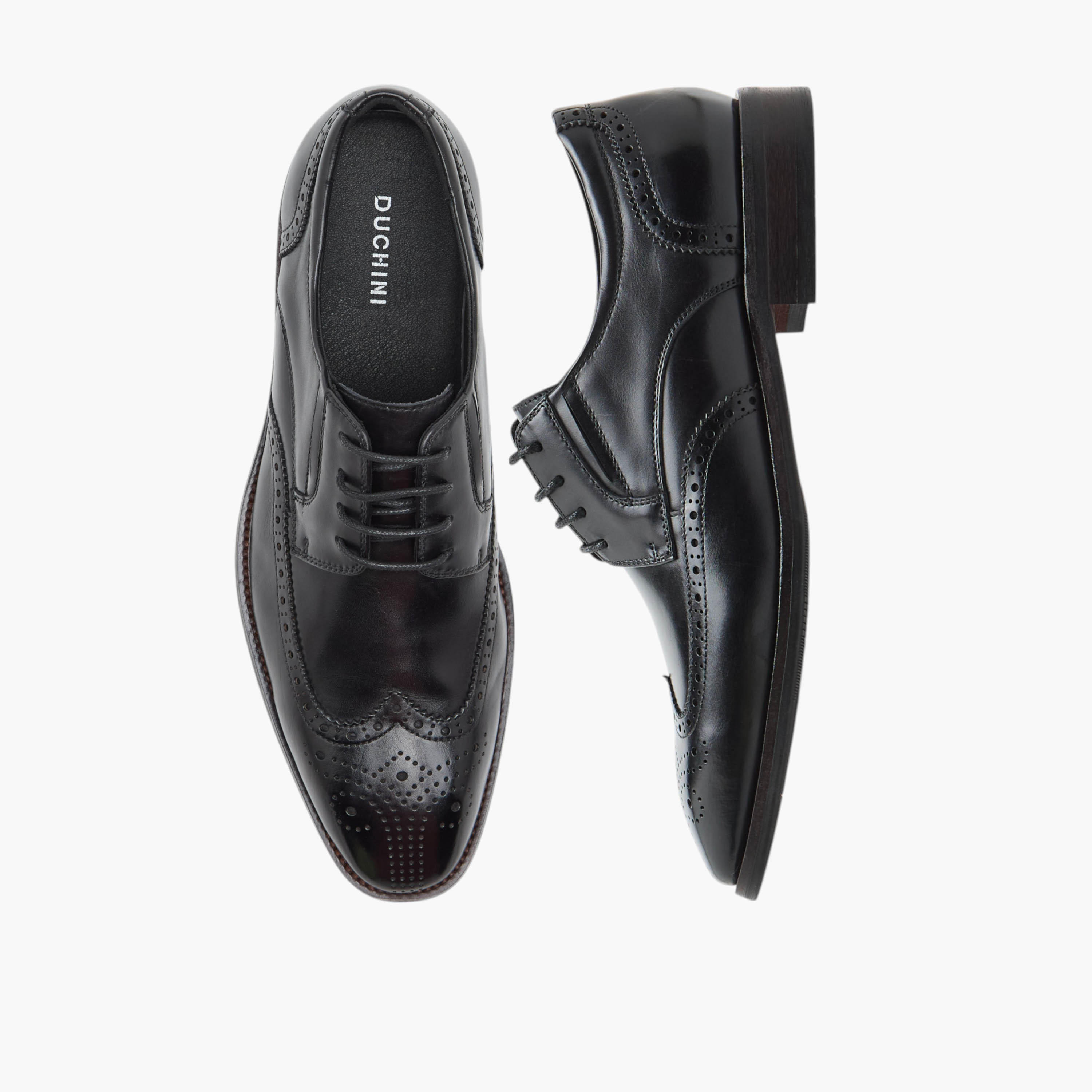 Duchini Men's Leather Textured Derby Shoes with Lace-Up Closure-men-shoes-formalshoes-image-1
