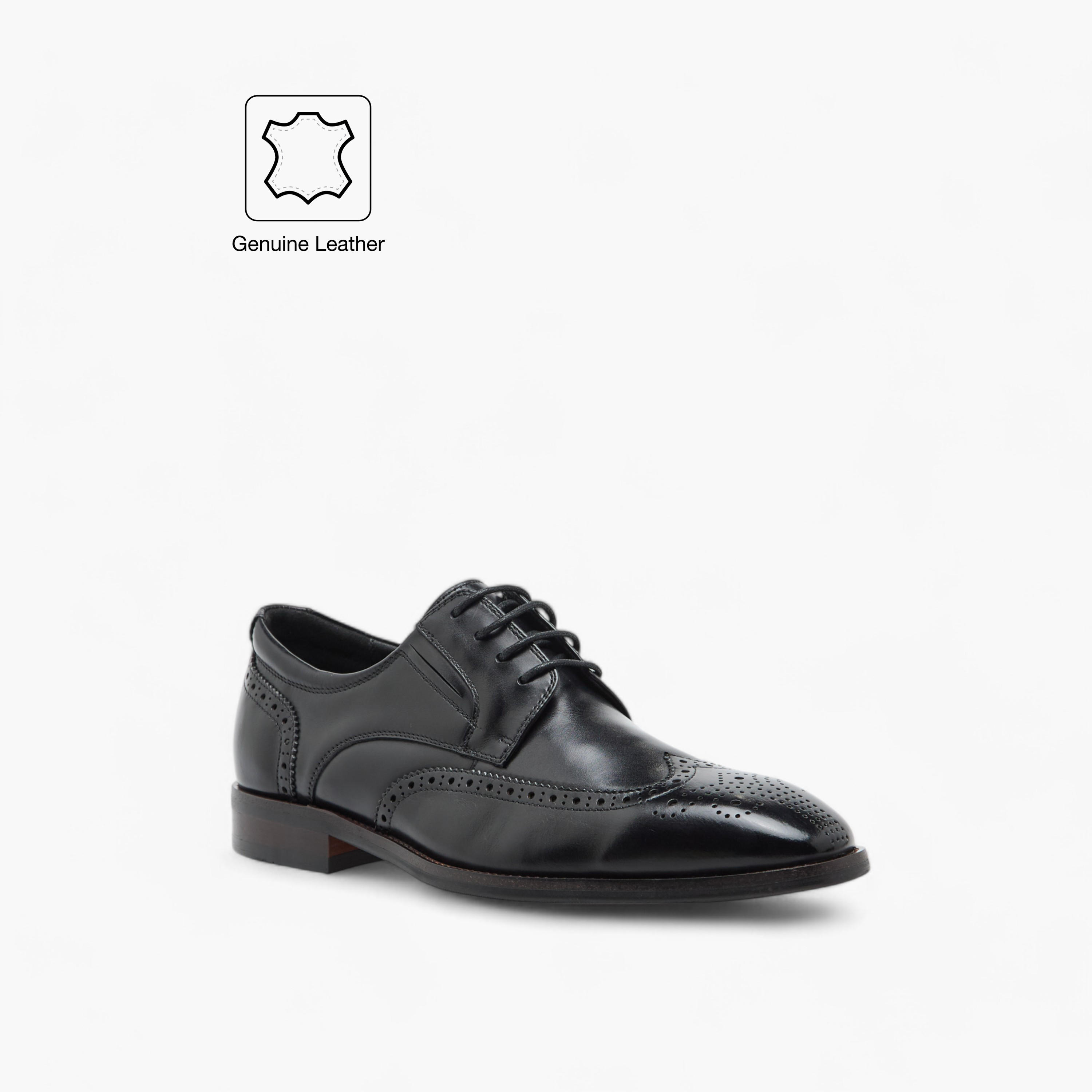 Duchini Men's Leather Textured Derby Shoes with Lace-Up Closure-men-shoes-formalshoes-image-2