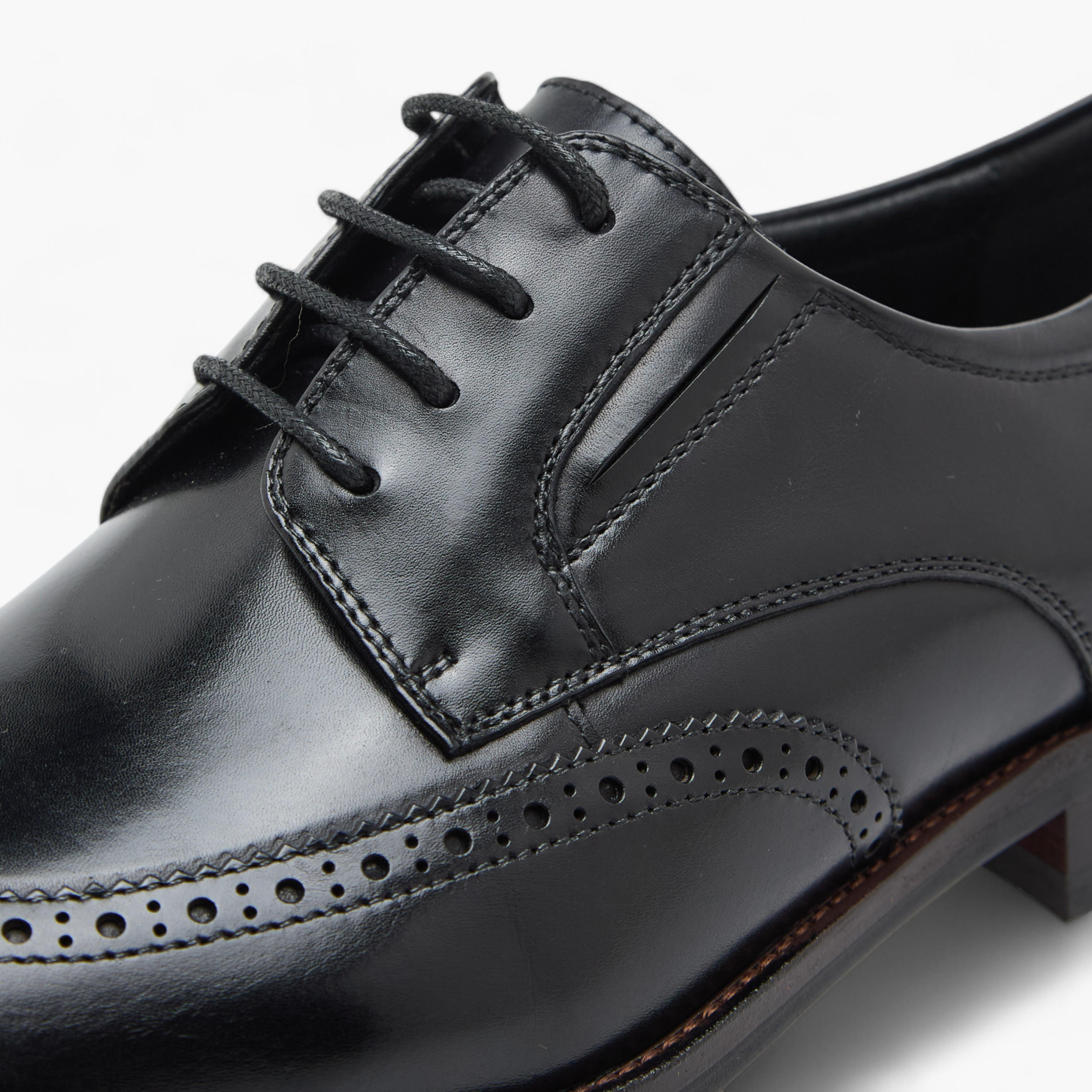 Duchini Men's Leather Textured Derby Shoes with Lace-Up Closure-men-shoes-formalshoes-image-4