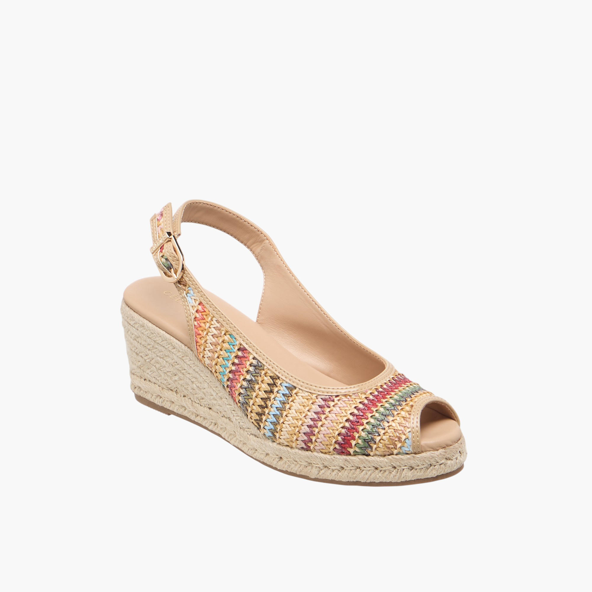 صندل بارز الملمس بكعب ويدج وزينة إبزيم للنساء من سيليست-women-shoes-sandals-heeled-image-2