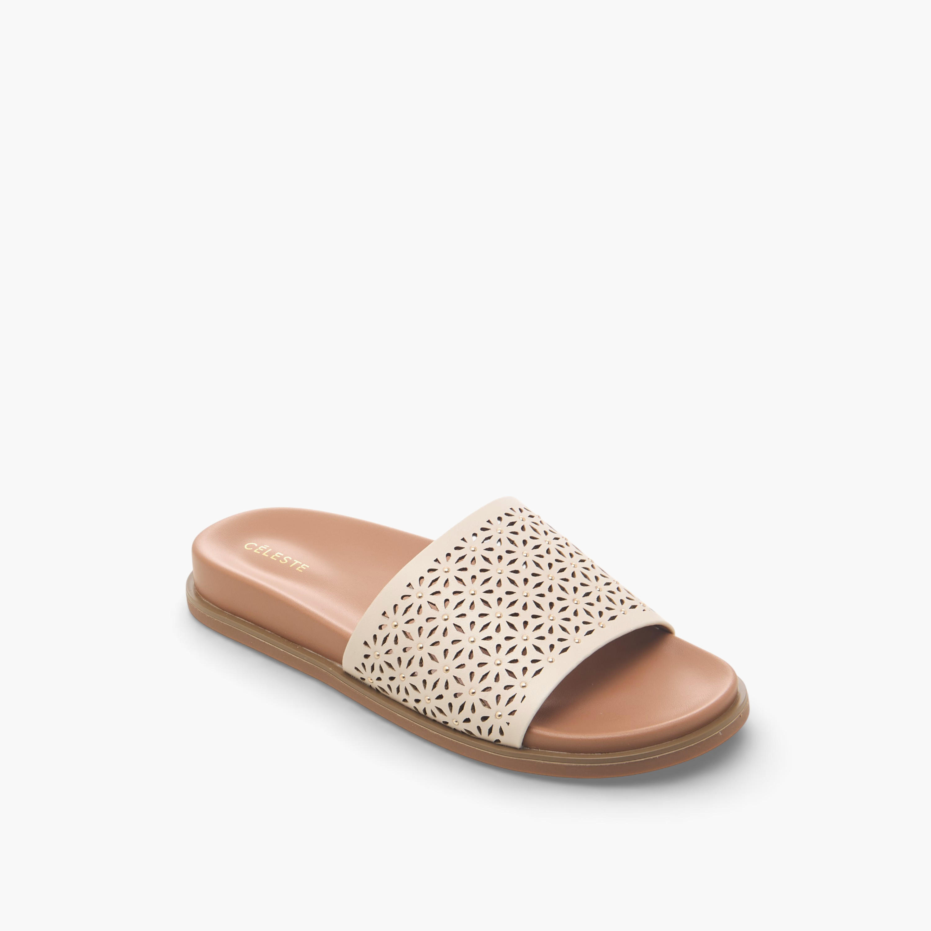 Celeste Women Laser Cut Textured Flat Sandals-women-shoes-flats-sandals-image-2