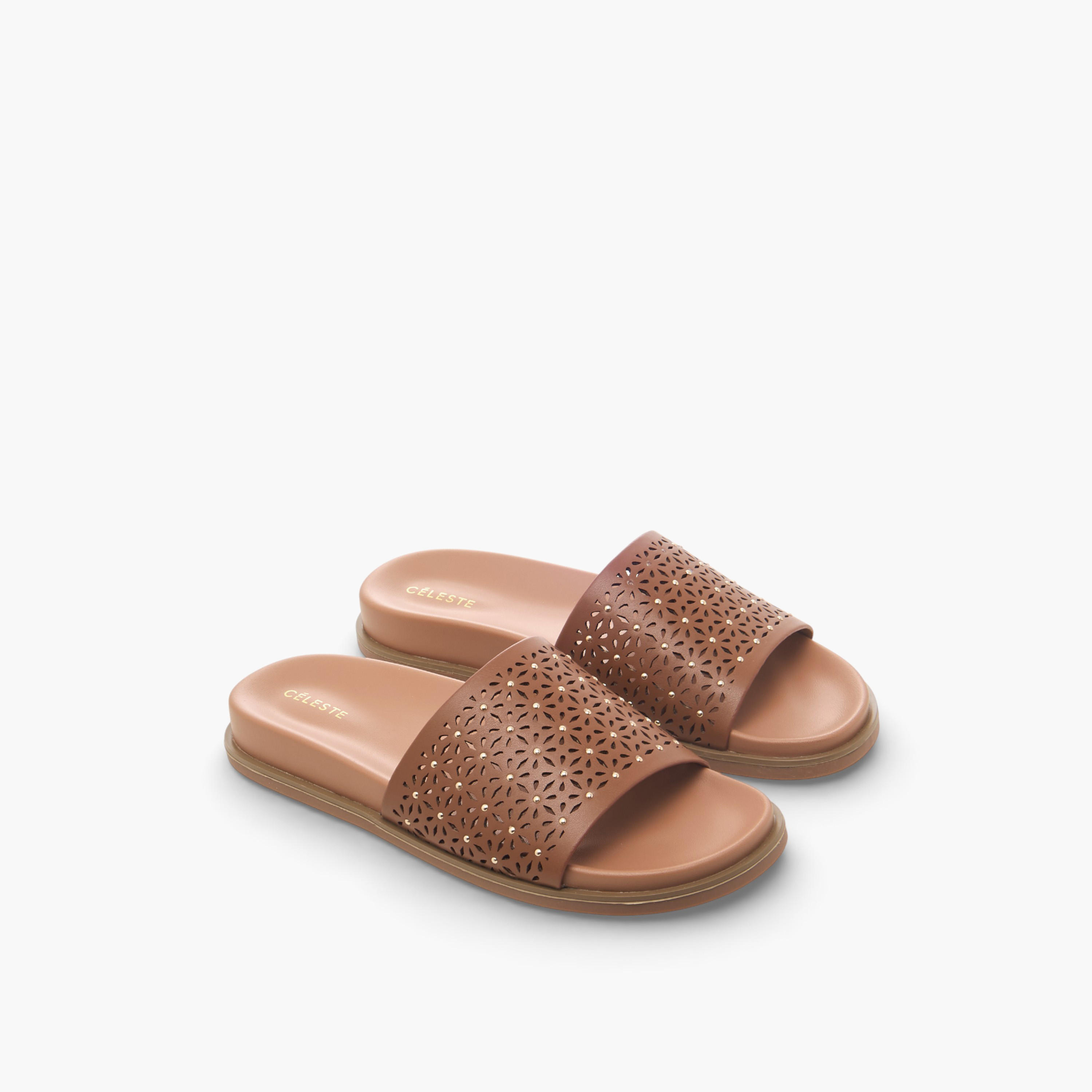 Celeste Women Laser Cut Textured Flat Sandals-women-shoes-flats-sandals-image-1