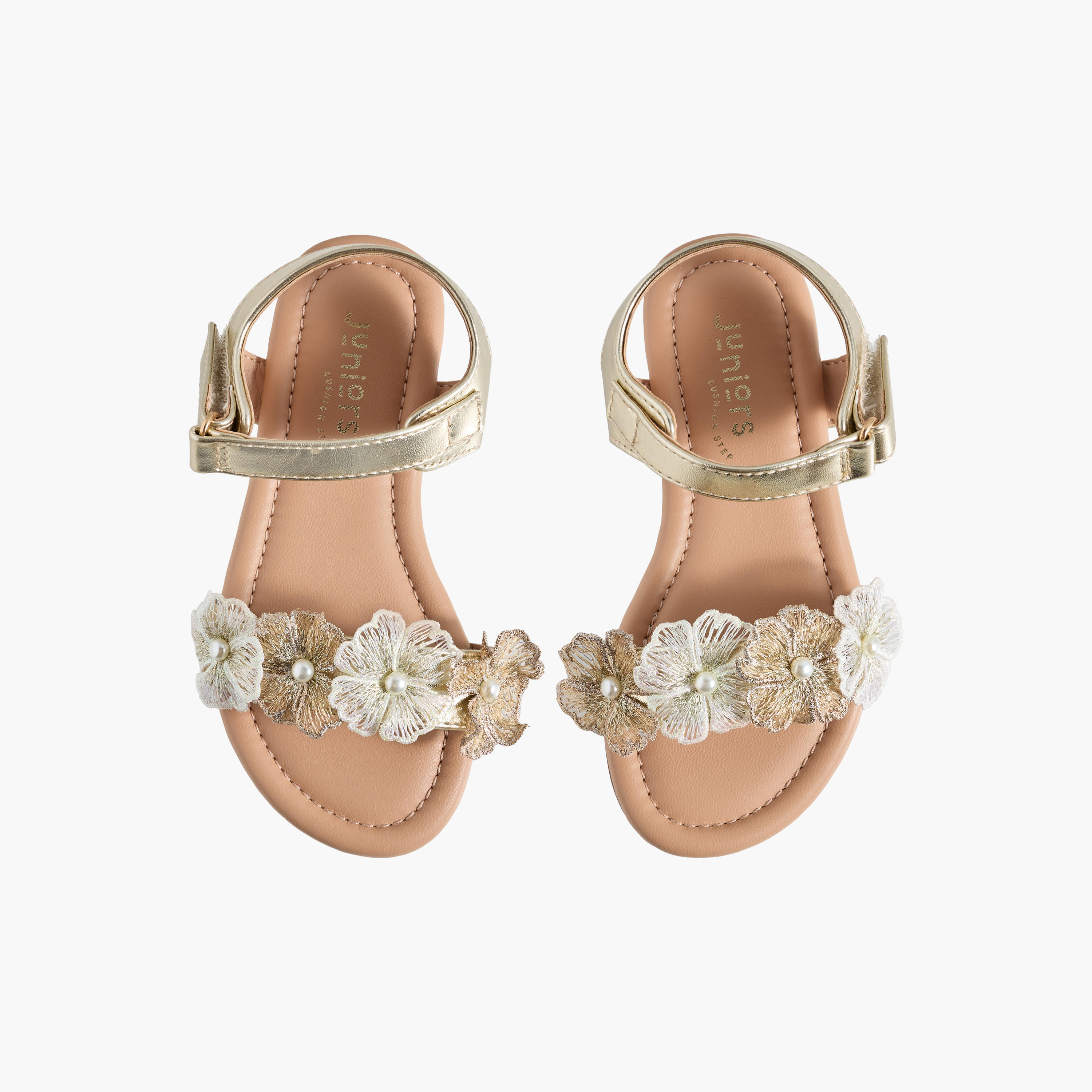Juniors Girls Floral Embellished Hook & Loop Sandals-girls-shoes-sandals-image-1