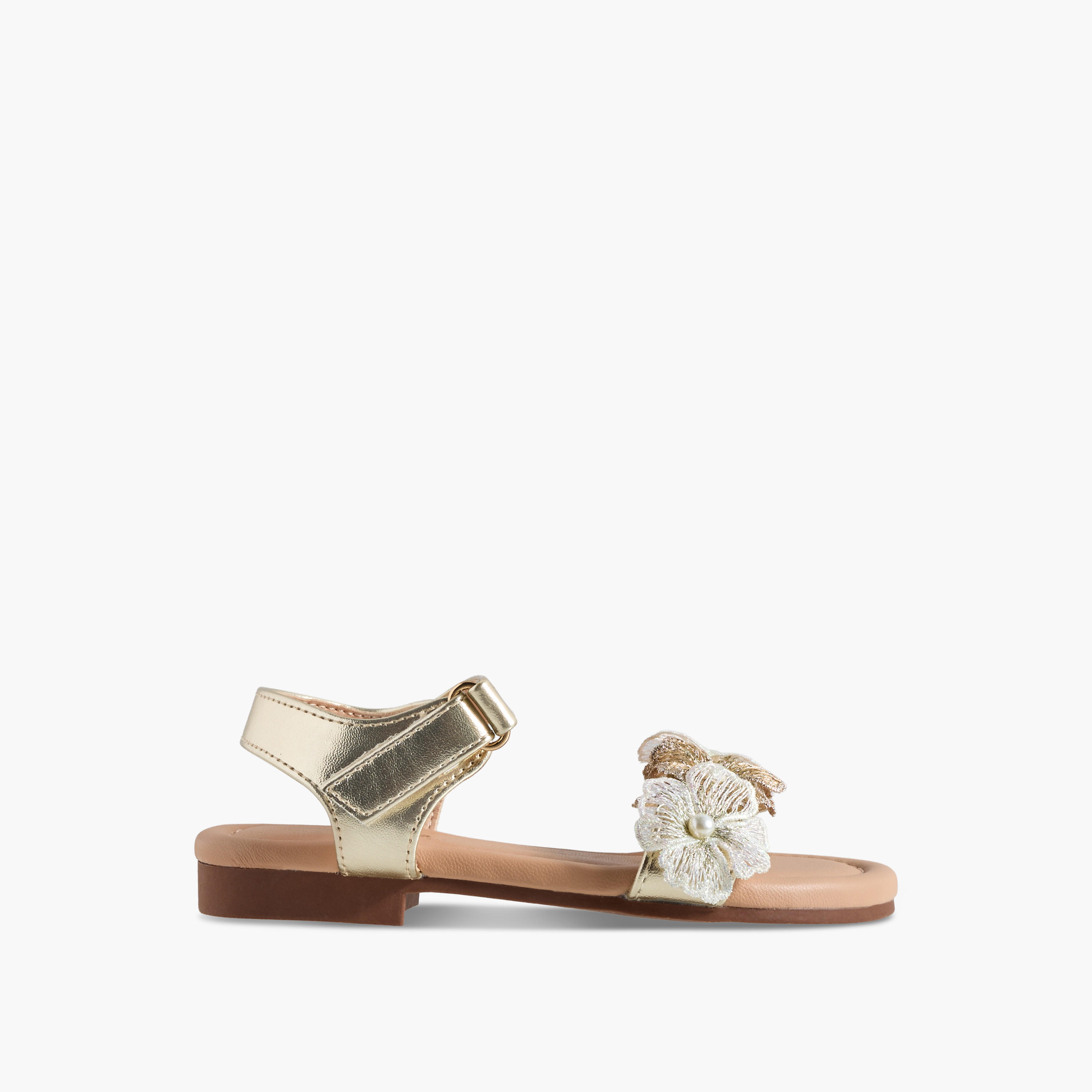 Juniors Girls Floral Embellished Hook & Loop Sandals-girls-shoes-sandals-image-2