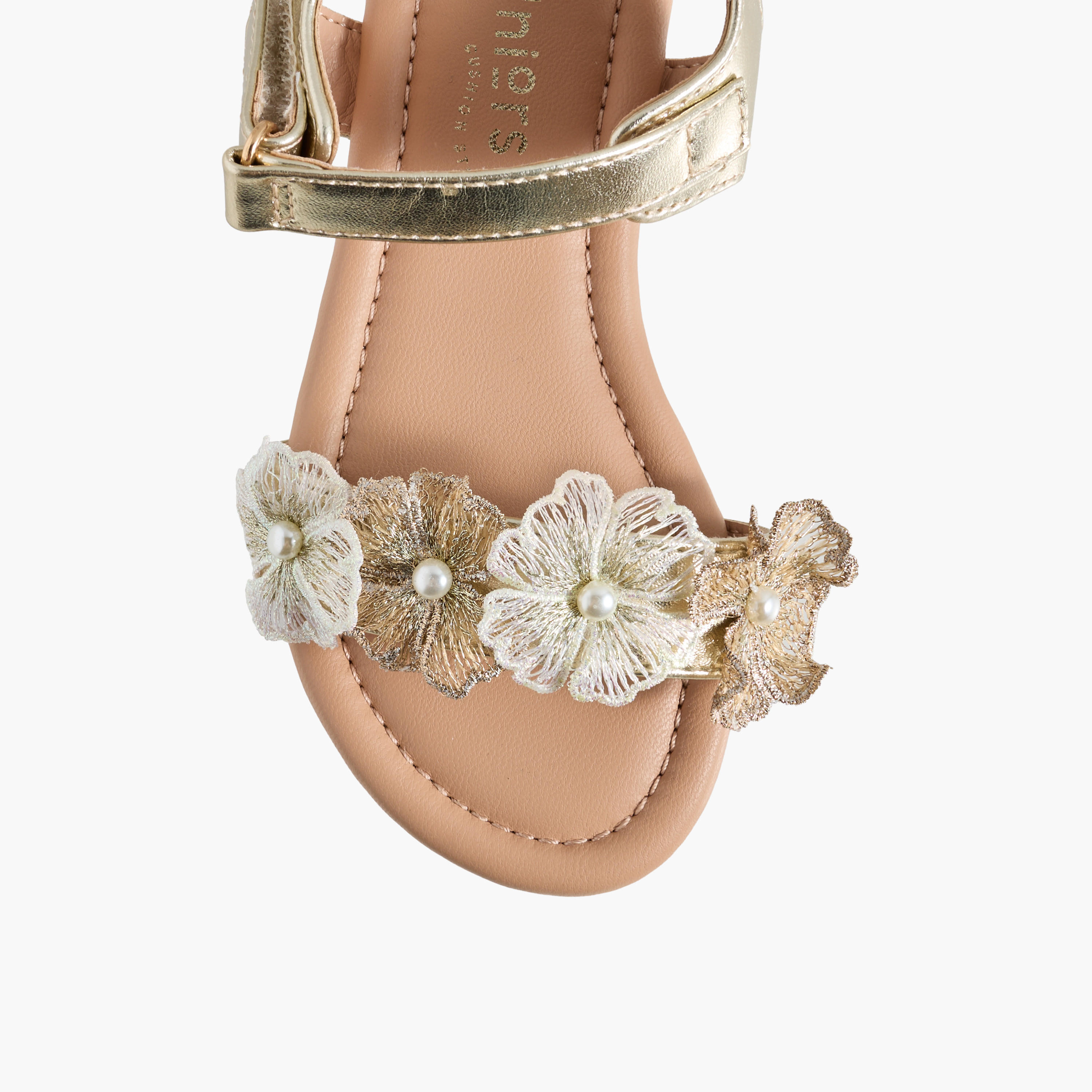 Juniors Girls Floral Embellished Hook & Loop Sandals-girls-shoes-sandals-image-3