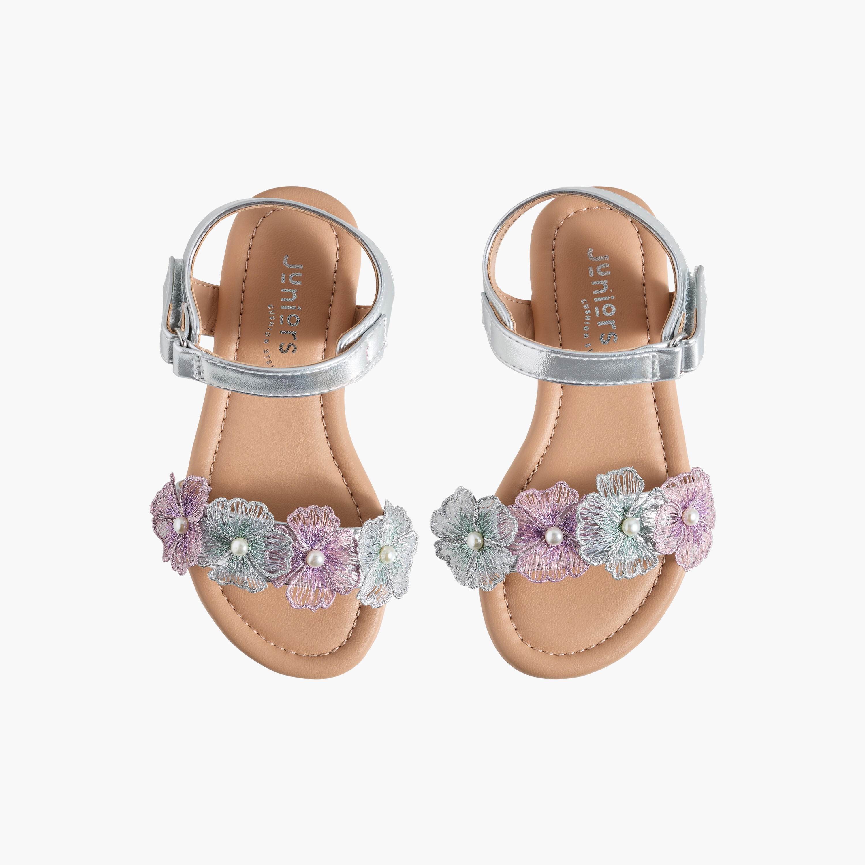 Juniors Girls Floral Embellished Hook & Loop Sandals-girls-shoes-sandals-image-1