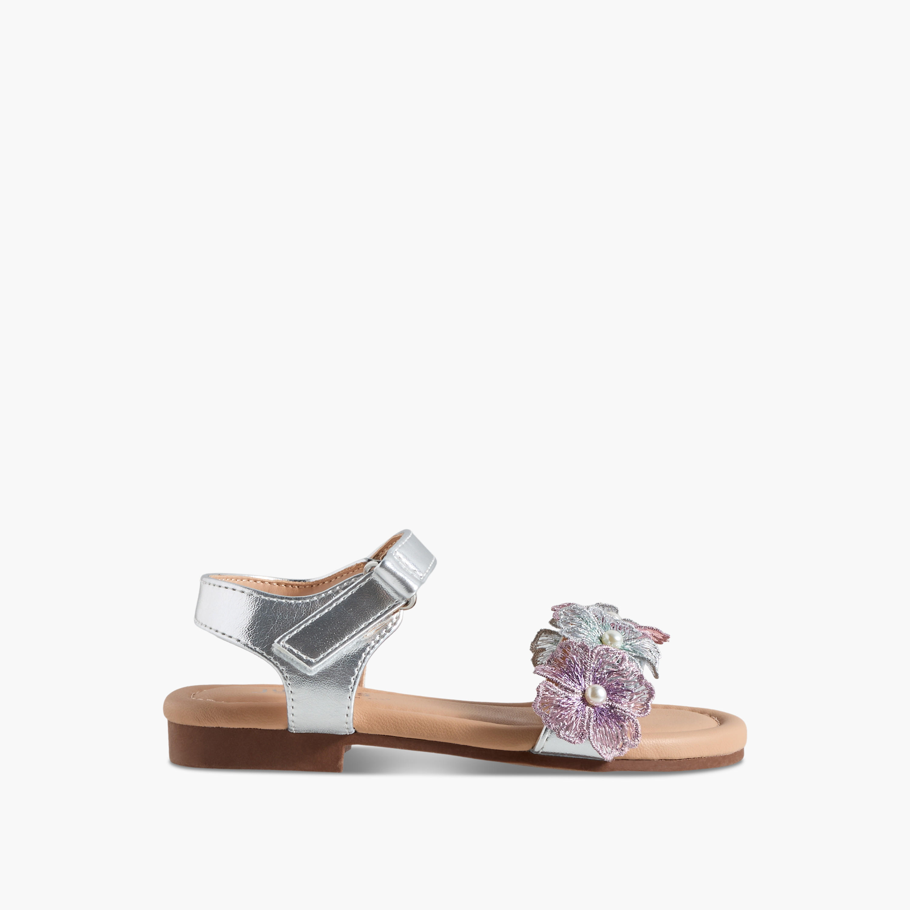 Juniors Girls Floral Embellished Hook & Loop Sandals-girls-shoes-sandals-image-2