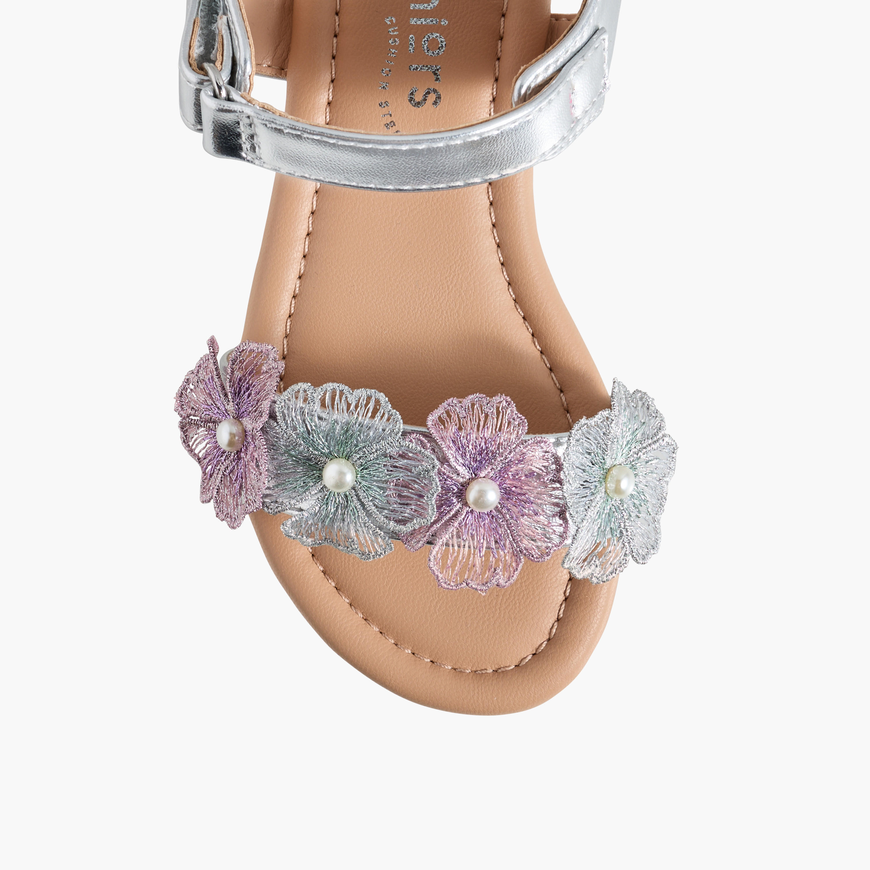 Juniors Girls Floral Embellished Hook & Loop Sandals-girls-shoes-sandals-image-3