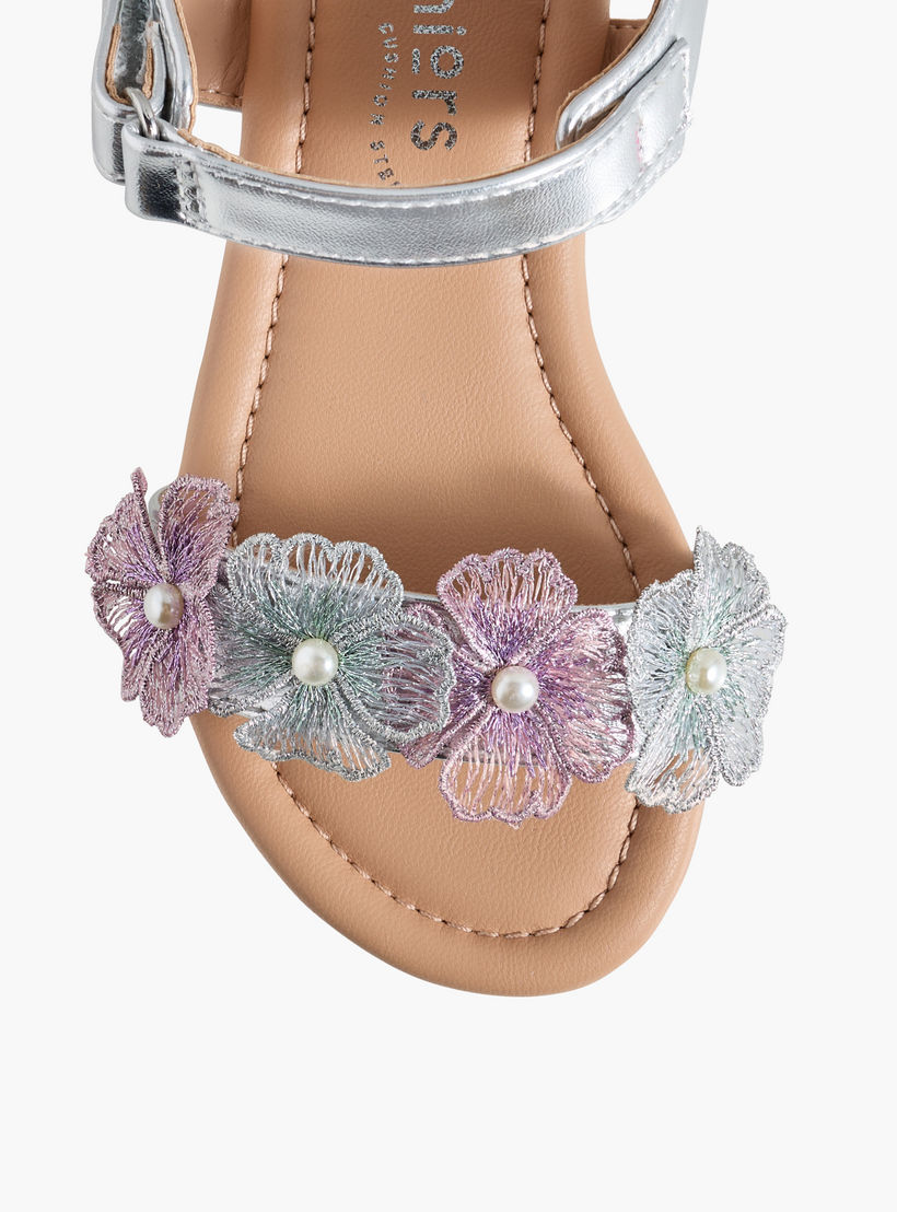 Juniors Girls Floral Embellished Hook & Loop Sandals-girls-shoes-sandals-image-3
