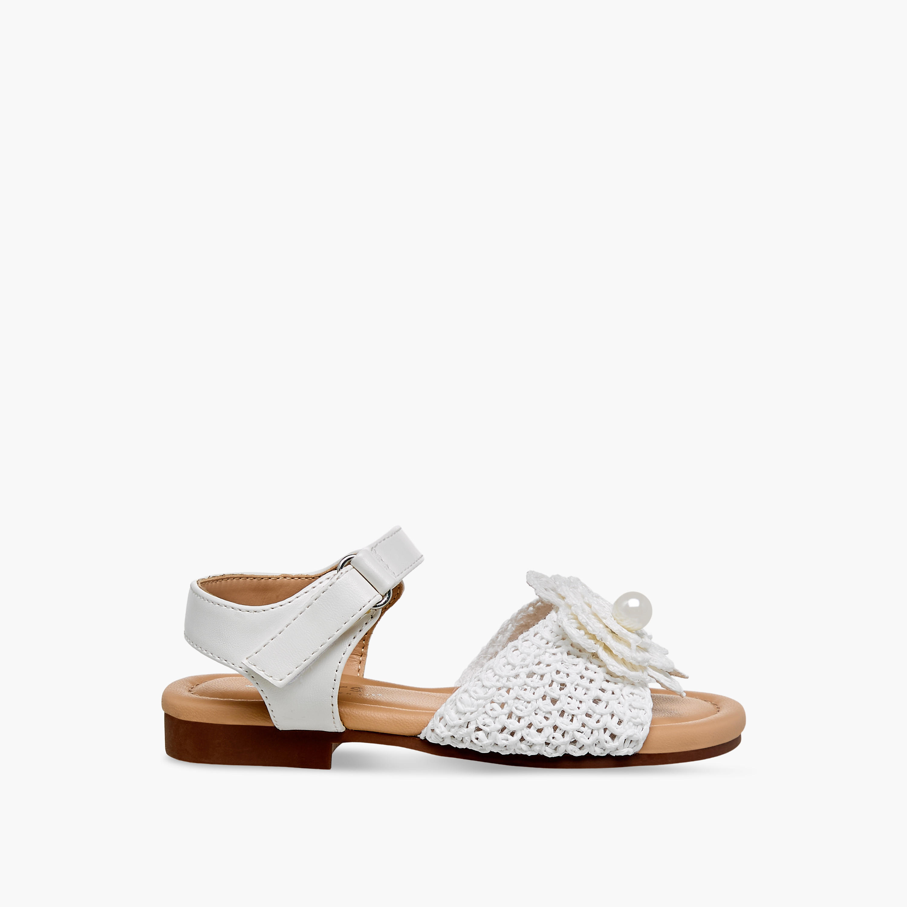 Juniors Girls Pearl Embellished Crochet Detail Sandals-girls-shoes-sandals-image-2