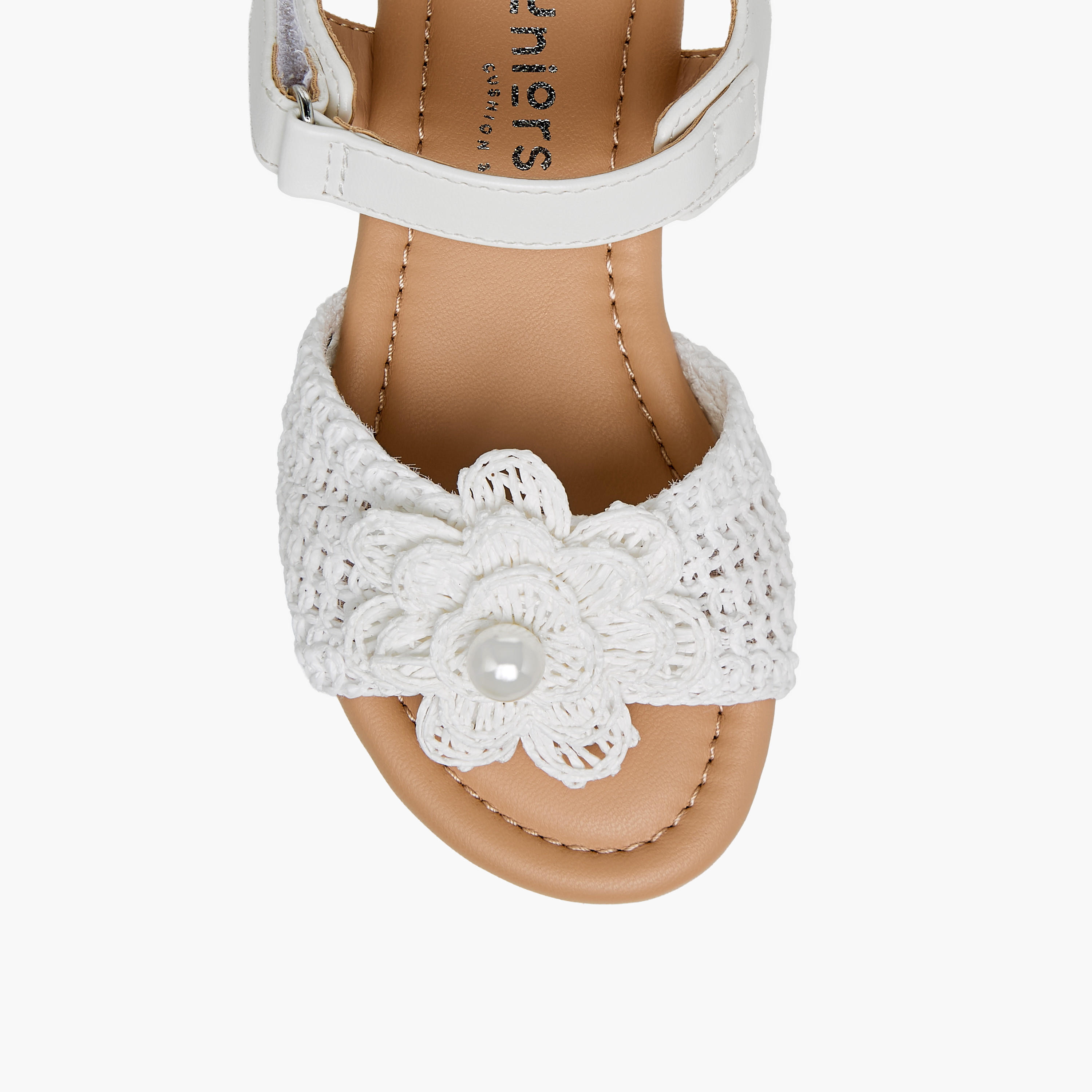 Juniors Girls Pearl Embellished Crochet Detail Sandals-girls-shoes-sandals-image-3