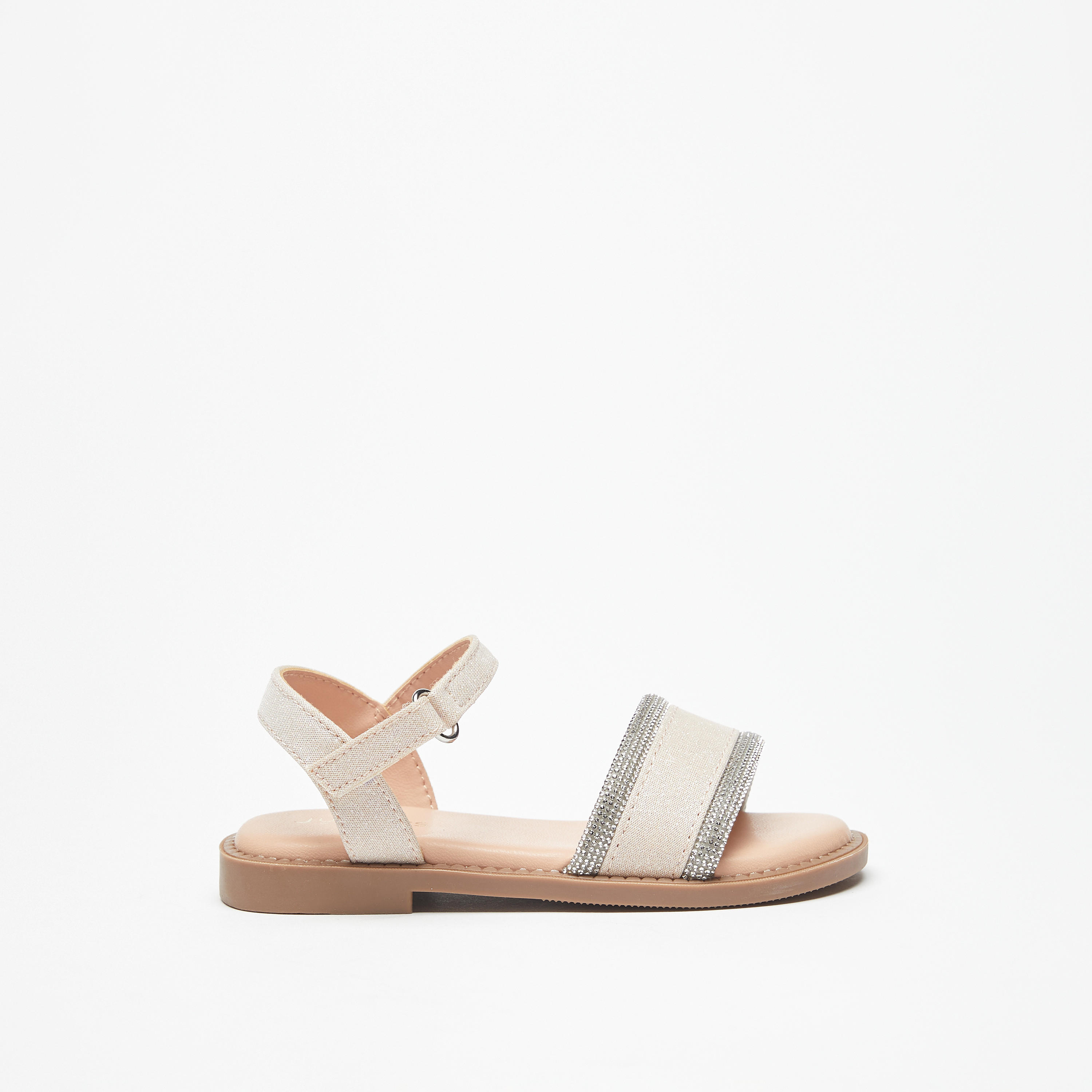 Juniors Textured Sandals with Hook and Loop Closure-girls-shoes-sandals-image-2