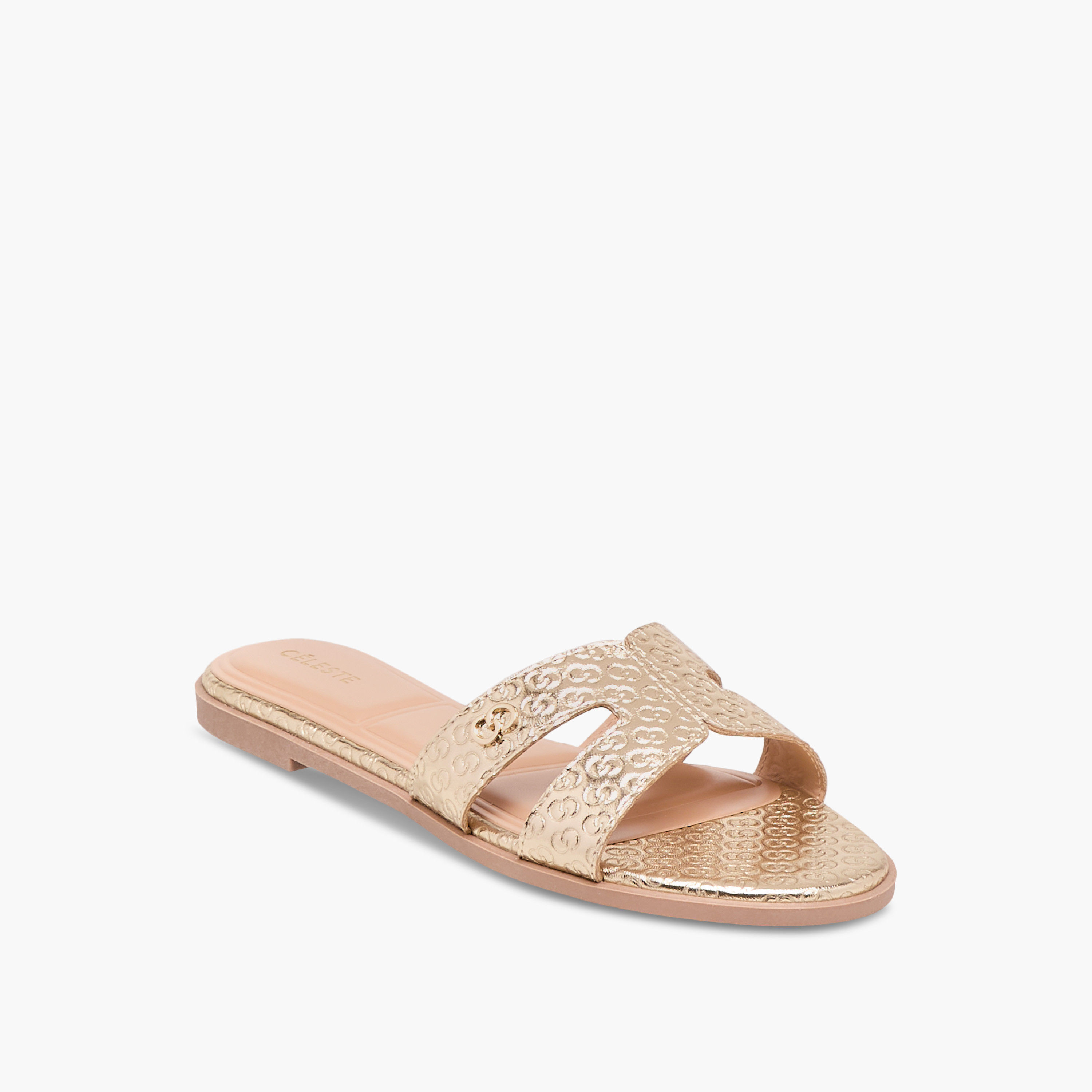 Celeste Women's Monogram Emobossed Slip-On Flat Sandals-women-shoes-flats-sandals-image-2