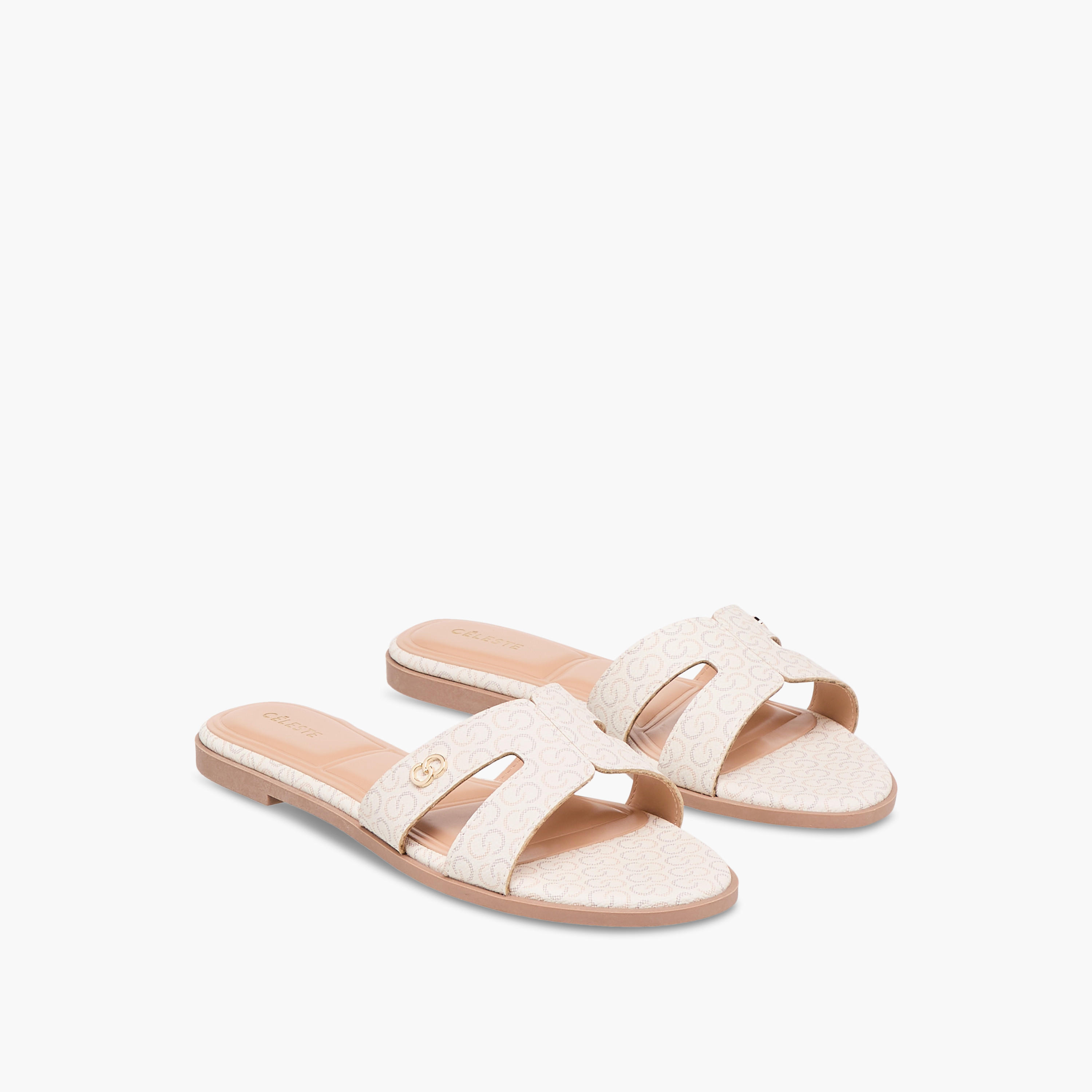 Celeste Women's Monogram Print Slip-On Flat Sandals-women-shoes-flats-sandals-image-1