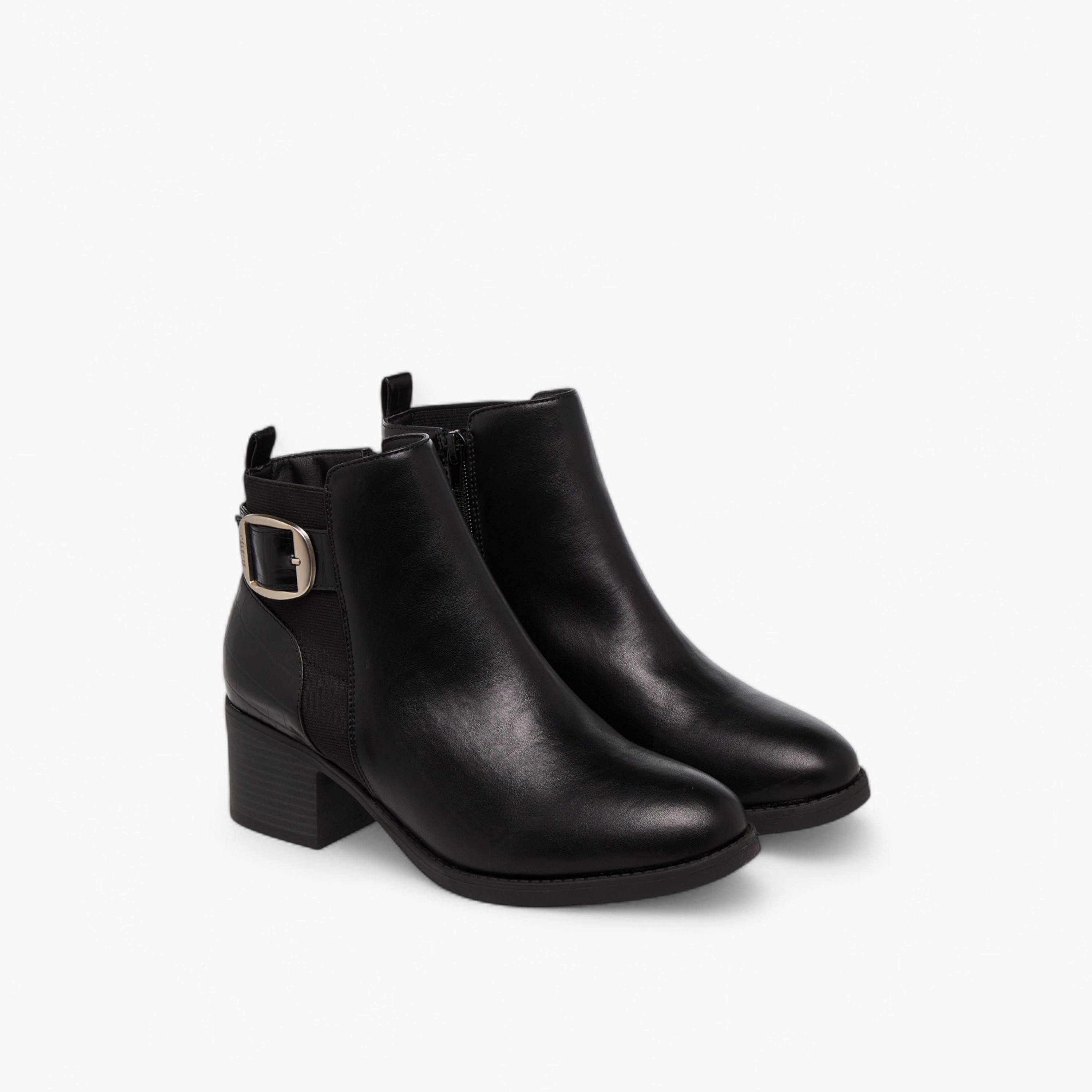 Celeste Women's Buckle Detail Ankle Boots with Zip Closure-women-shoes-boots-image-1