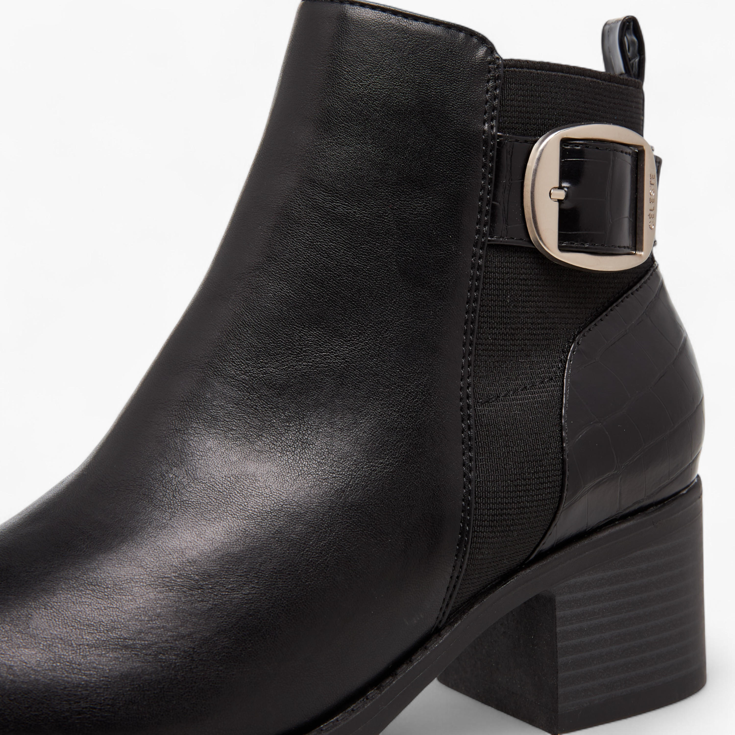 Celeste Women's Buckle Detail Ankle Boots with Zip Closure-women-shoes-boots-image-4