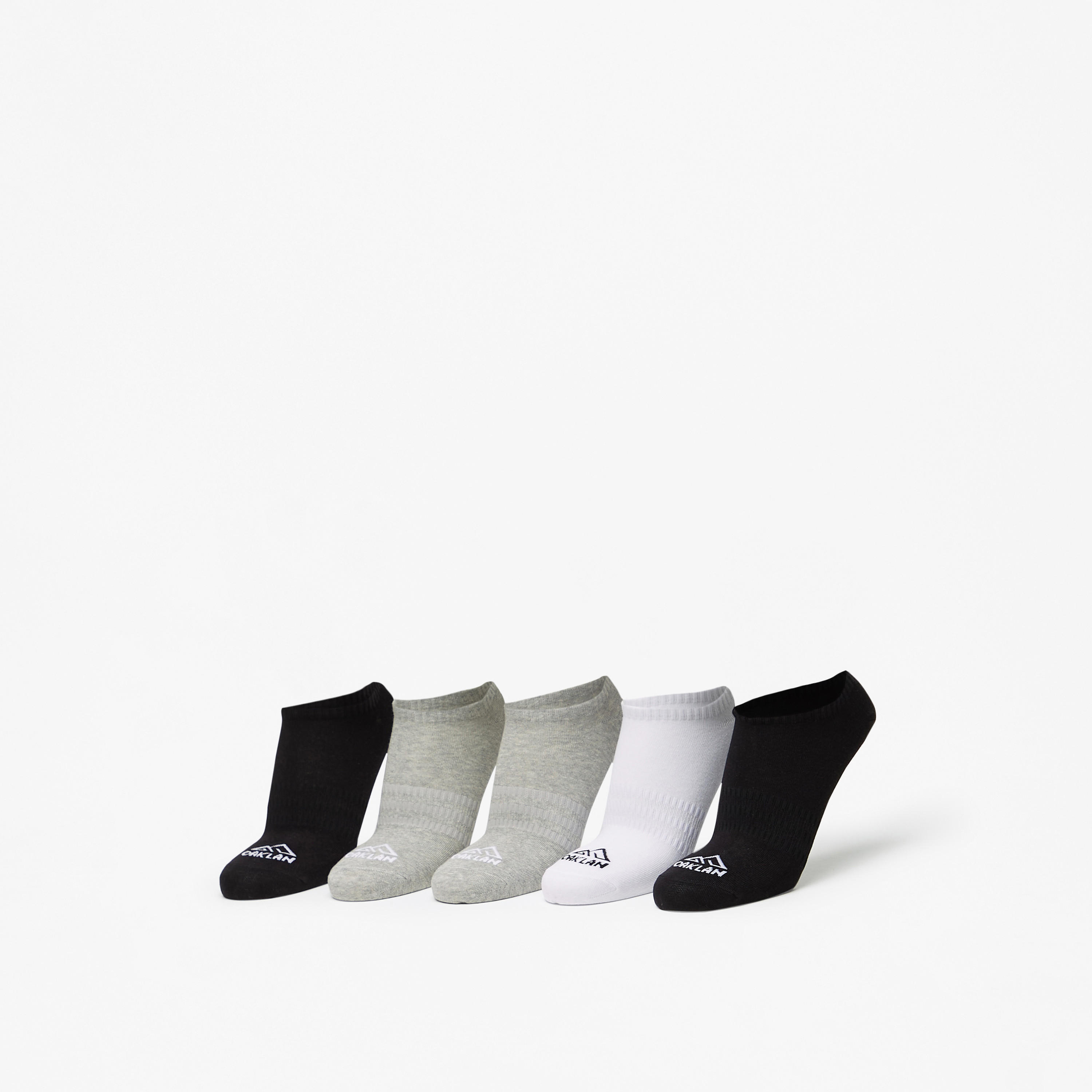 OAKLAN Logo Print Ankle Length Sports Socks - Set of 5-men-socks-image-1