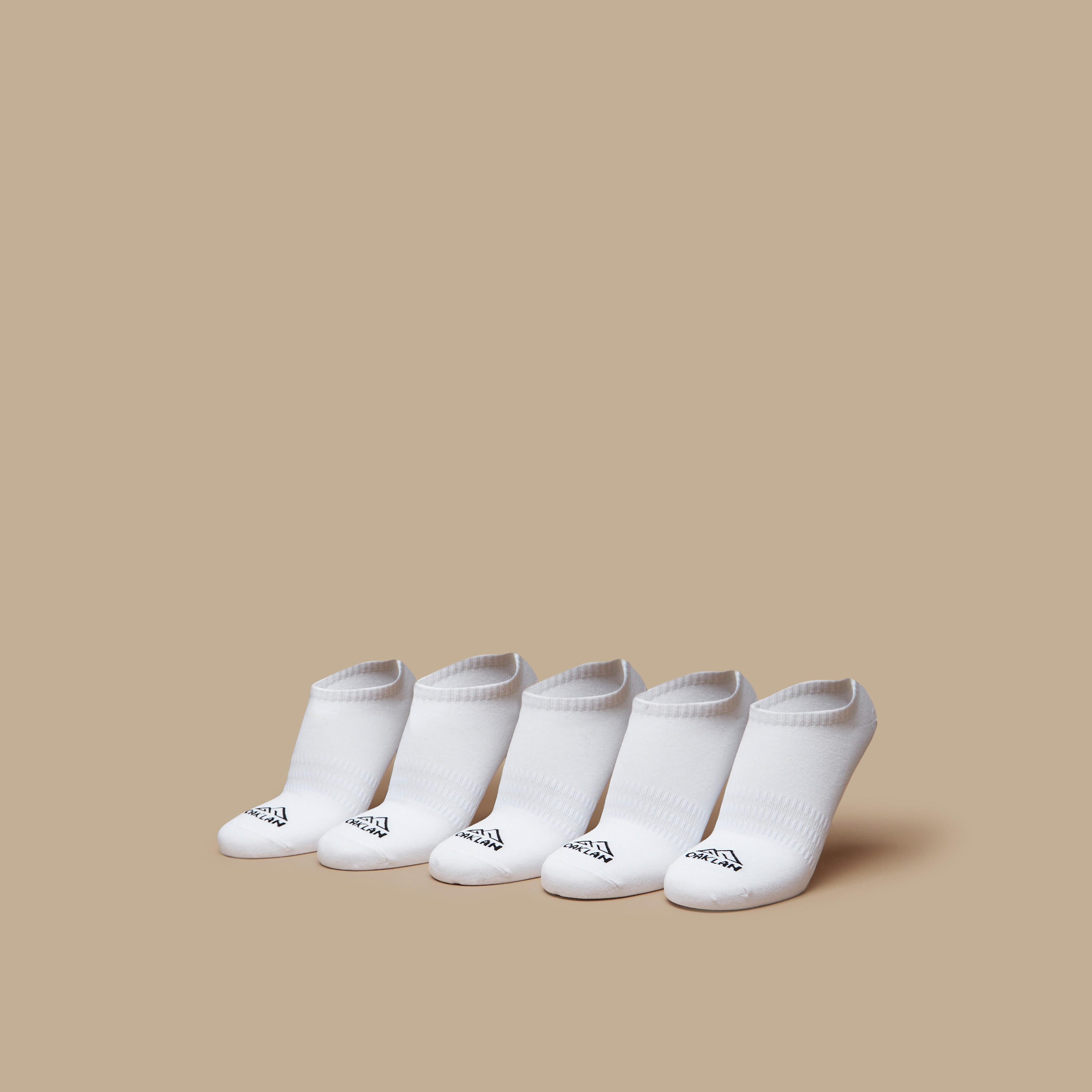 OAKLAN Logo Print Ankle Length Sports Socks - Set of 5-men-socks-image-1