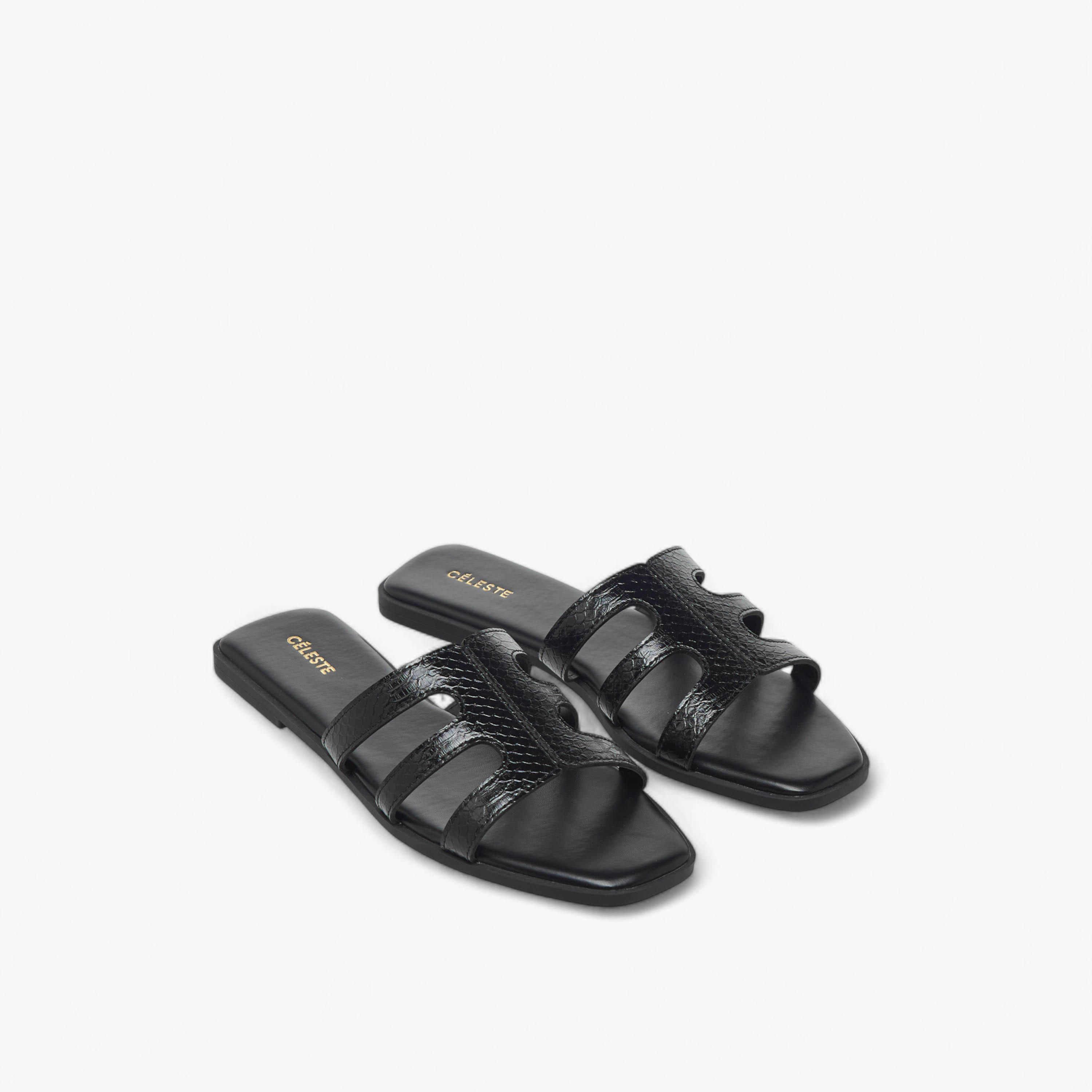 Celeste Women's Textured Cut-Out Detail Slip-On Flat Sandals-women-shoes-flats-sandals-image-1