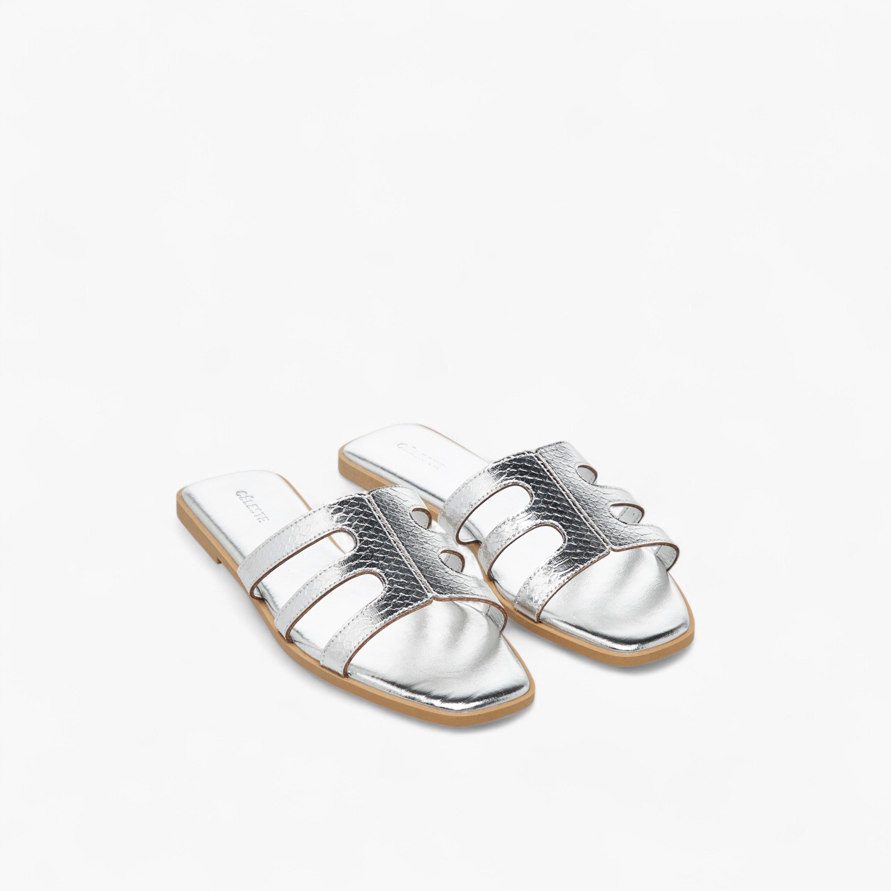 Celeste Women's Textured Cut-Out Detail Slip-On Flat Sandals-women-shoes-flats-sandals-image-1