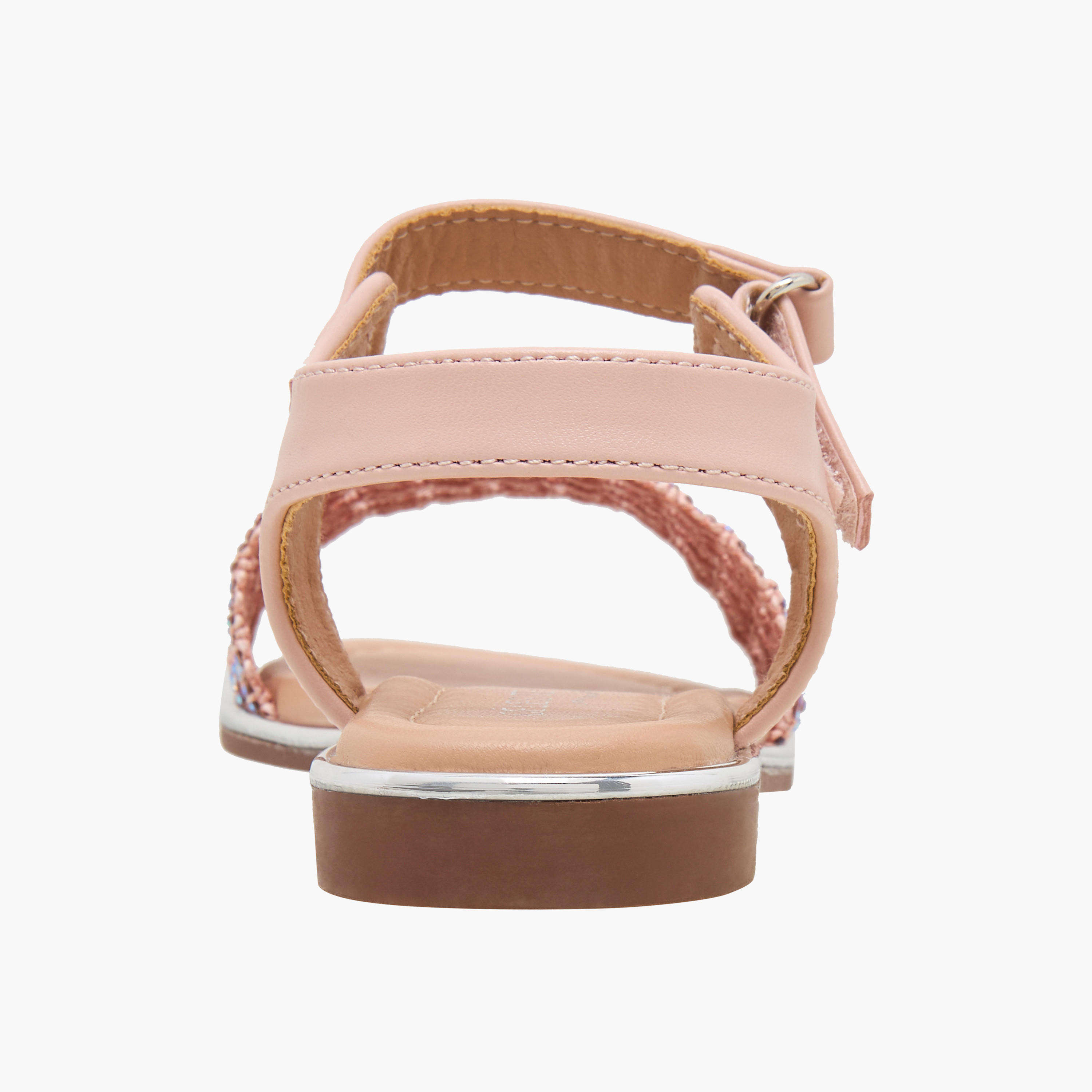 Celeste Girls Embellished Hook & Loop Flat Sandals-girls-shoes-sandals-image-4
