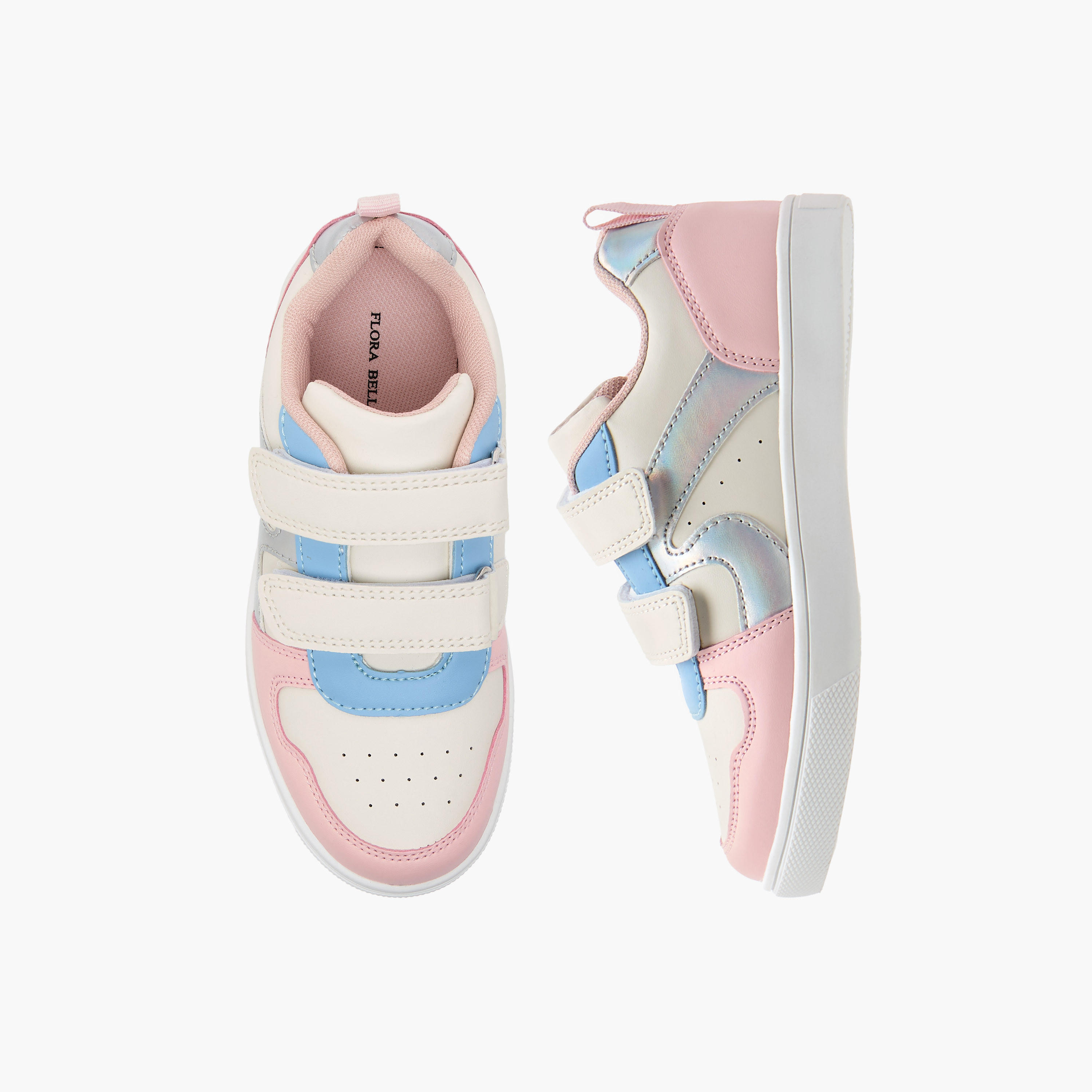 حذاء سنيكرز بقوالب ملونة وشريط إغلاق من فلورا بيلا-girls-shoes-sneakers-image-1
