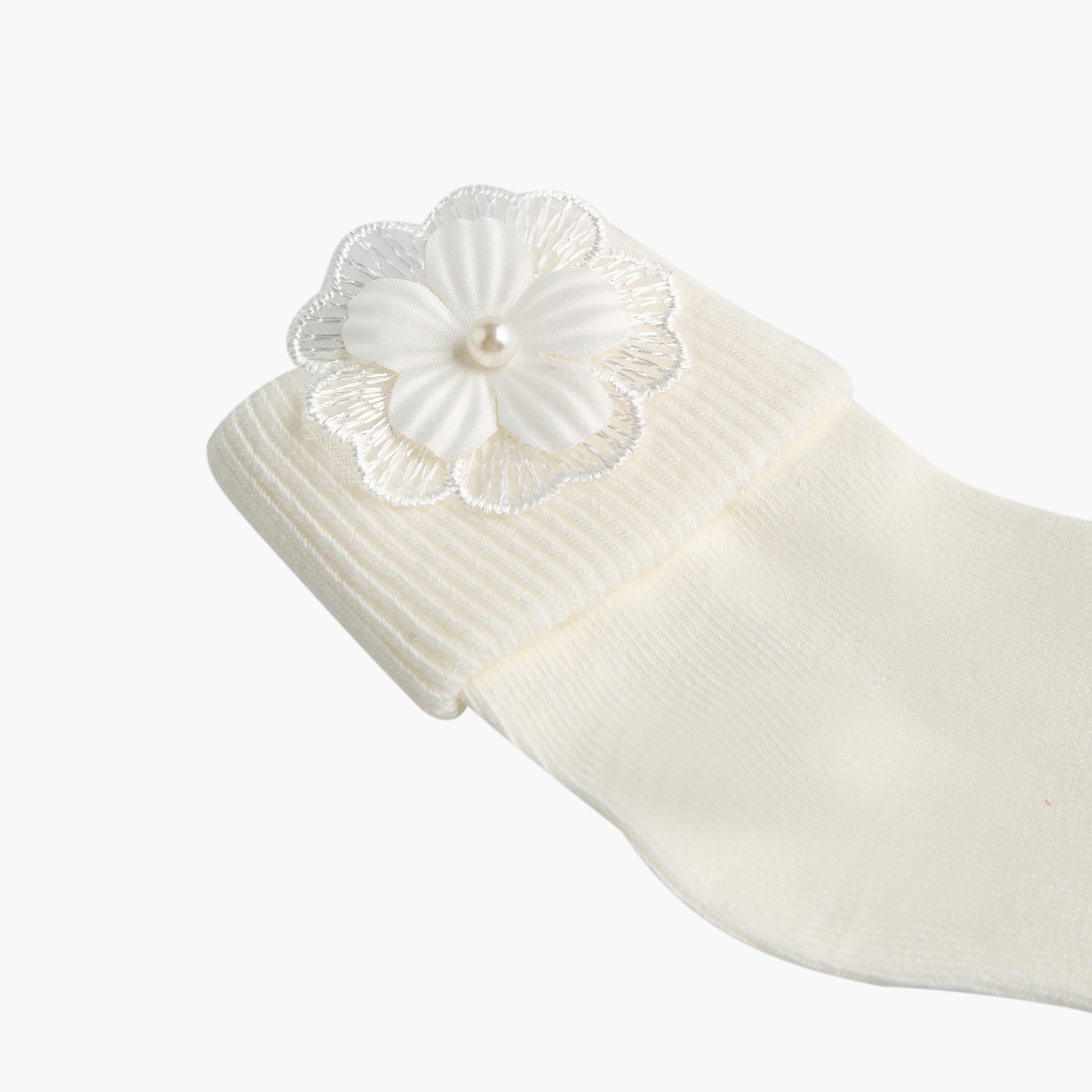 Little Missy Ribbed Non-Terry Ankle Length Socks with Frill Detail - Set of 3-girls-accessories-socks-image-3