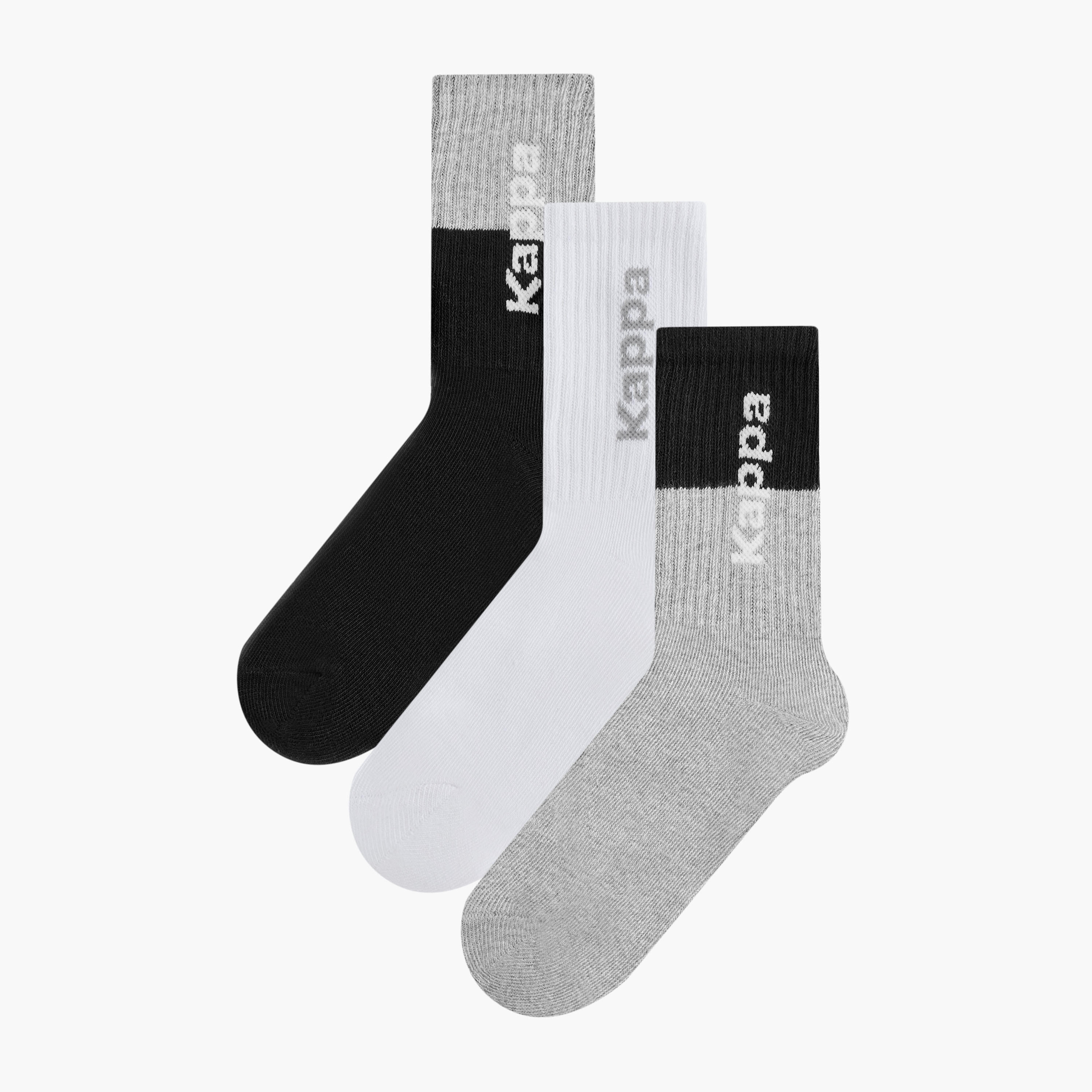 Kappa Ribbed Non-Terry Ankle Length Socks - Set of 3-girls-accessories-socks-image-1