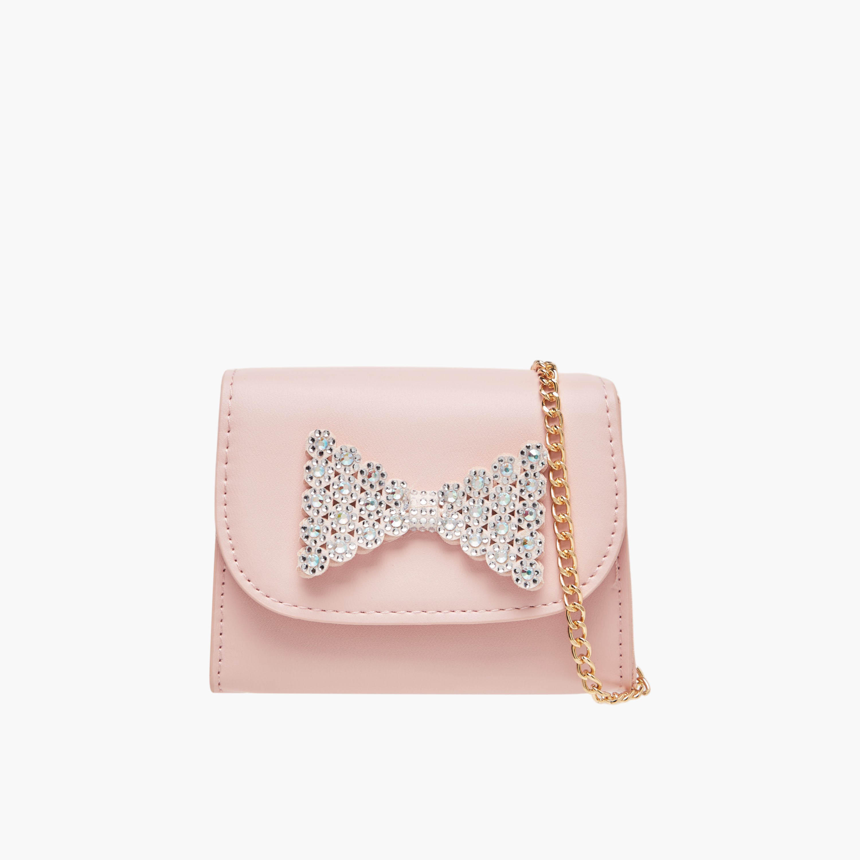 Flora Bella Bow Embellished Crossbody Bag with Chain Strap and Button Closure-girls-accessories-bags-image-1