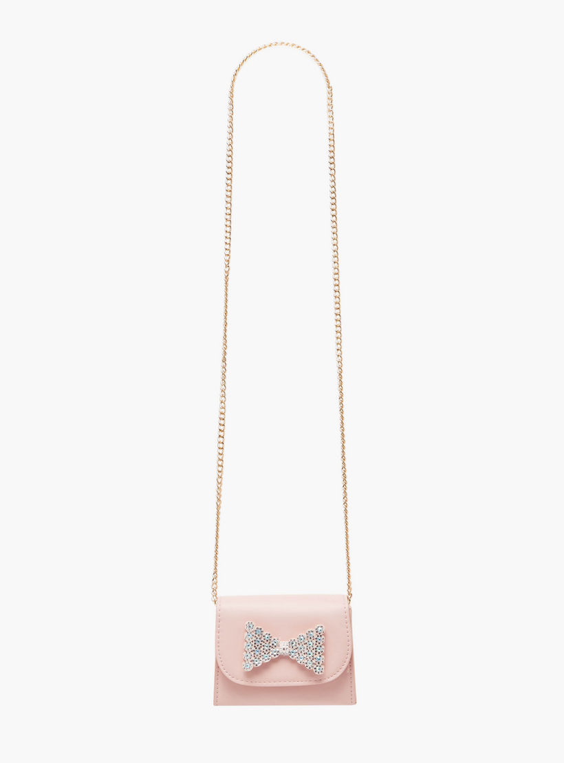 Flora Bella Bow Embellished Crossbody Bag with Chain Strap and Button Closure-girls-accessories-bags-image-2