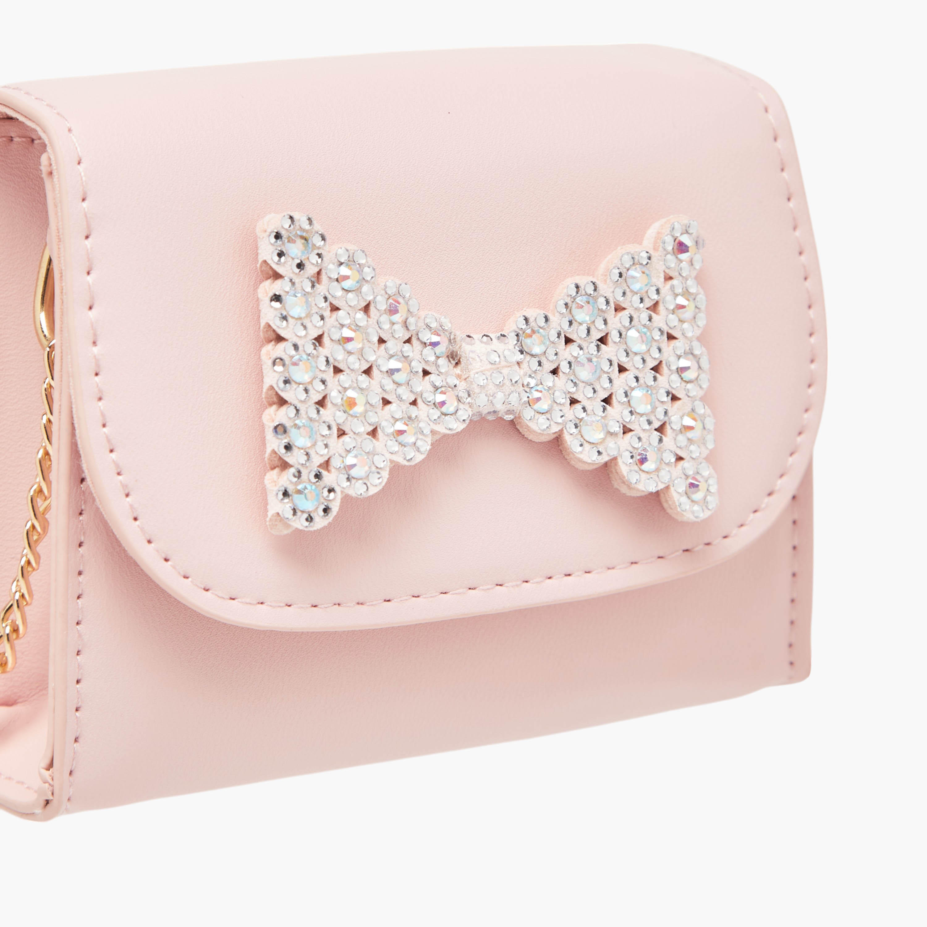 Flora Bella Bow Embellished Crossbody Bag with Chain Strap and Button Closure-girls-accessories-bags-image-4