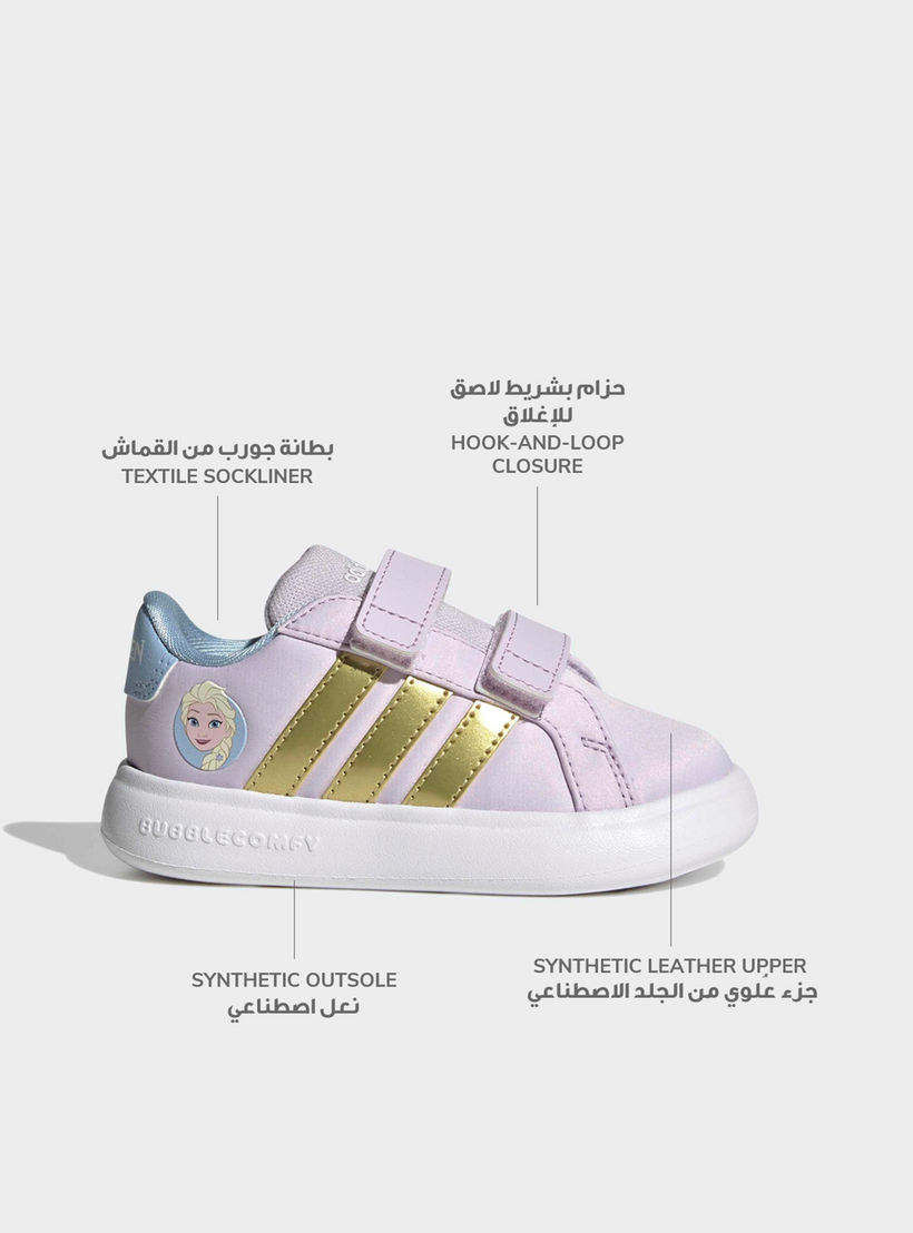 Adidas Grand Court Elsa Sneakers with Hook & Loop, Frozen-baby-girls-shoes-closedshoes-image-2