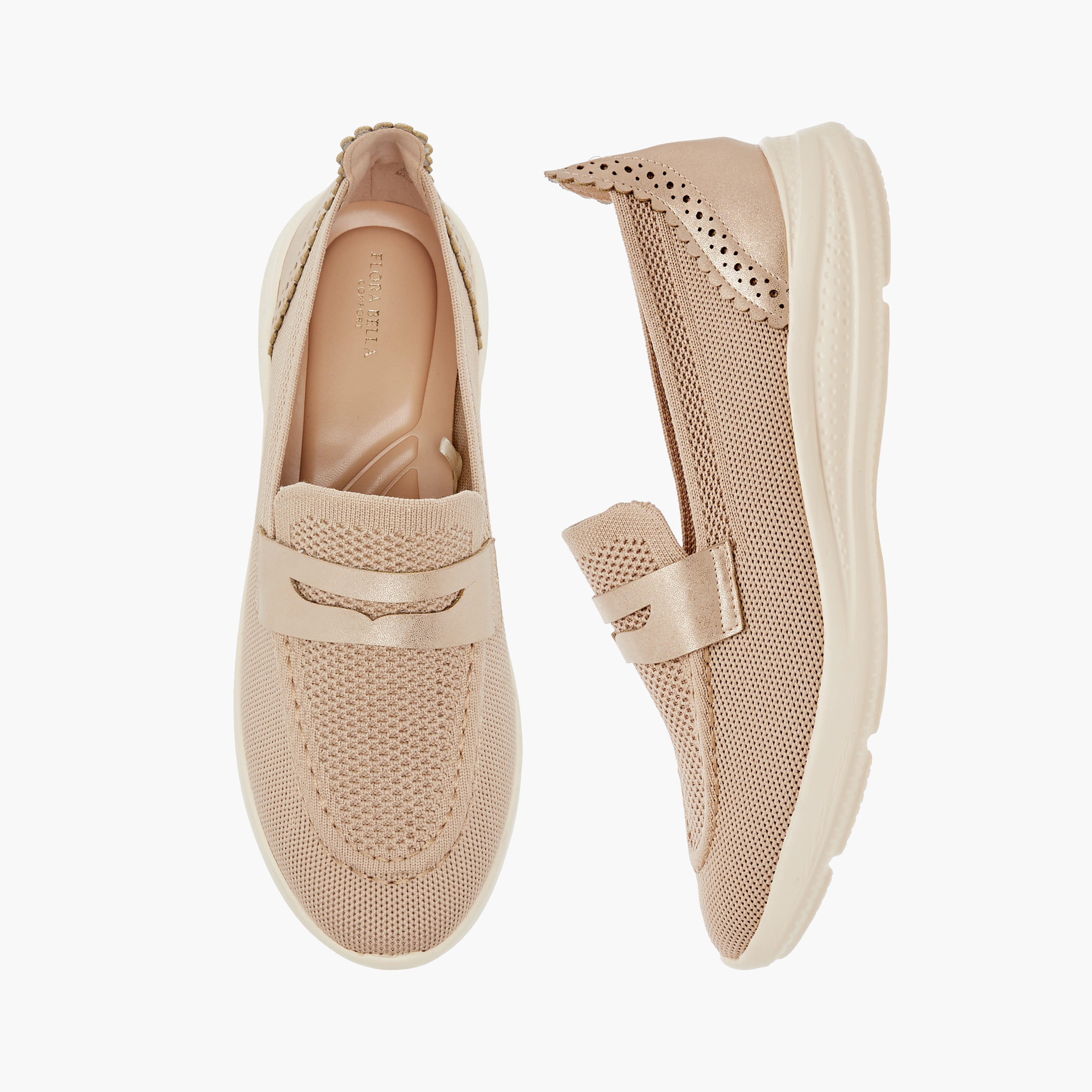 Flora Bella Textured Slip-On Comfort Loafers with Cutout Detail-women-shoes-loafersandmoccasins-image-1