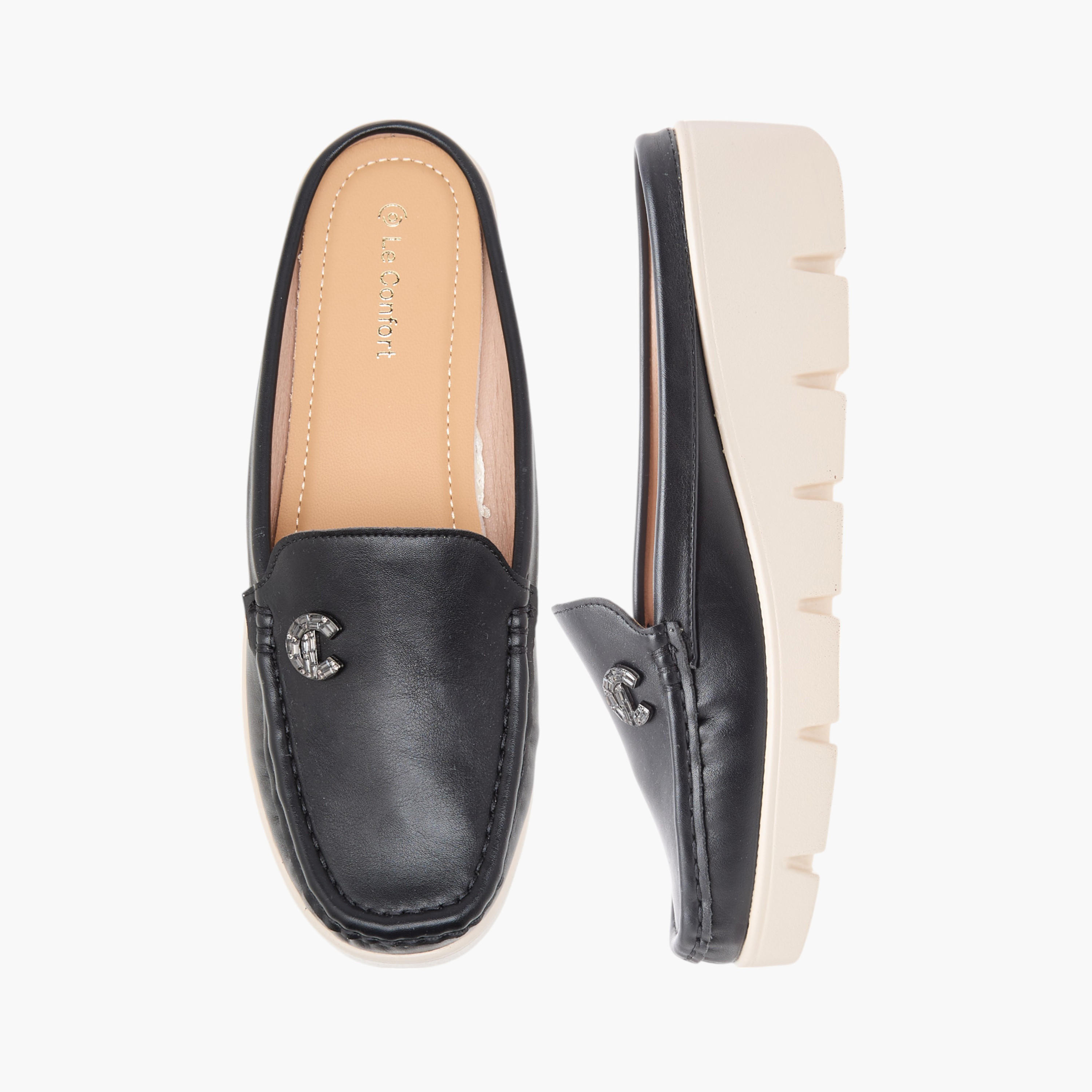 Le Confort Logo Embellished Slip-On Comfort Loafers-women-shoes-loafersandmoccasins-image-1