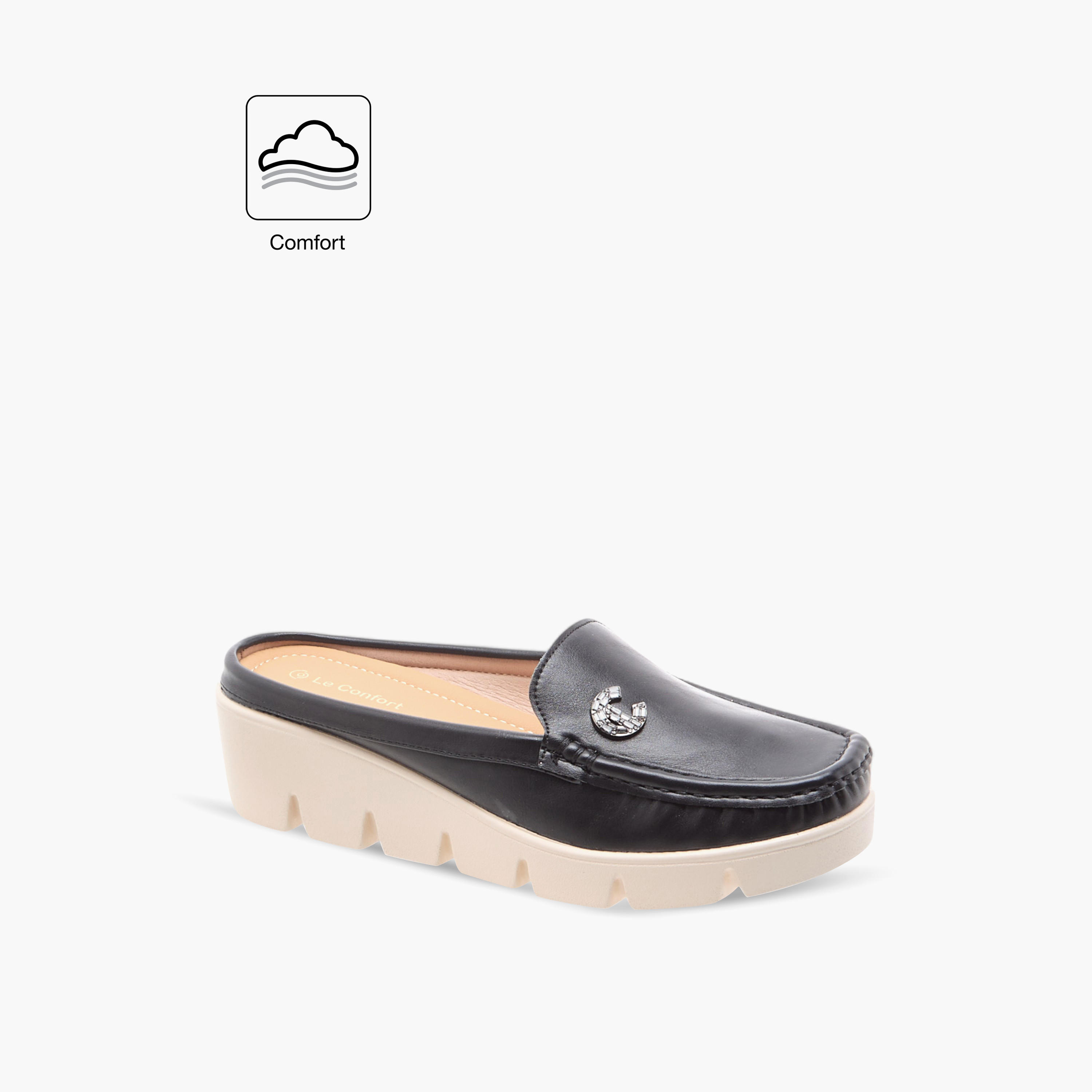 حذاء سهل الارتداء مريح بزينة الشعار من لو كونفورت-women-shoes-loafersandmoccasins-image-2