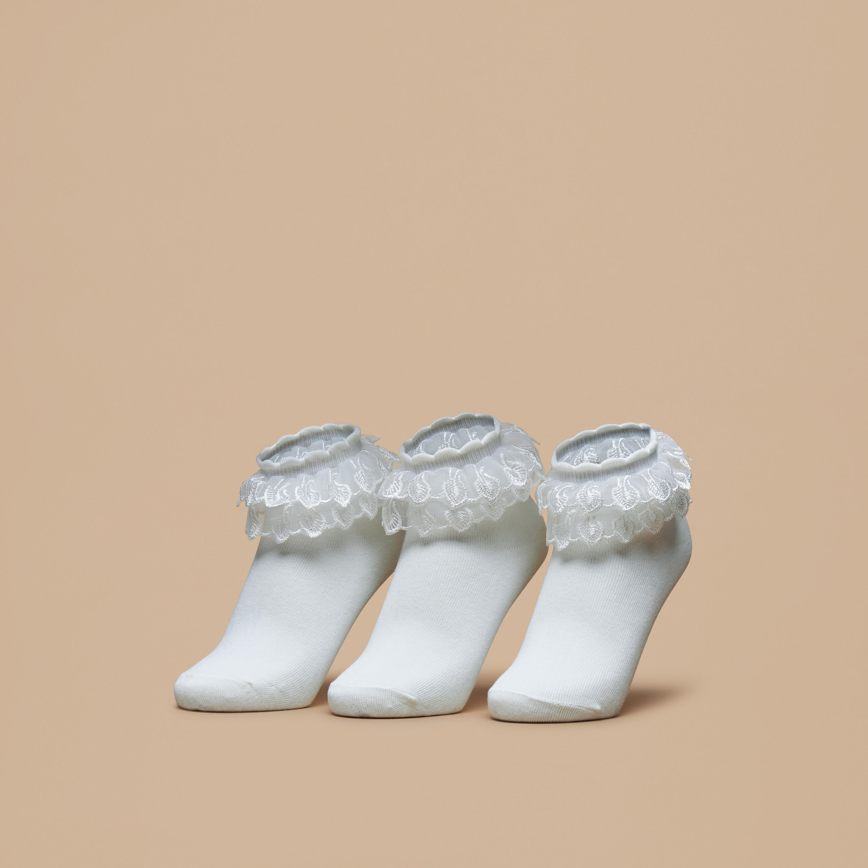 Flora Bella Frill Detail Ankle Length Socks - Set of 3-girls-accessories-socks-image-1