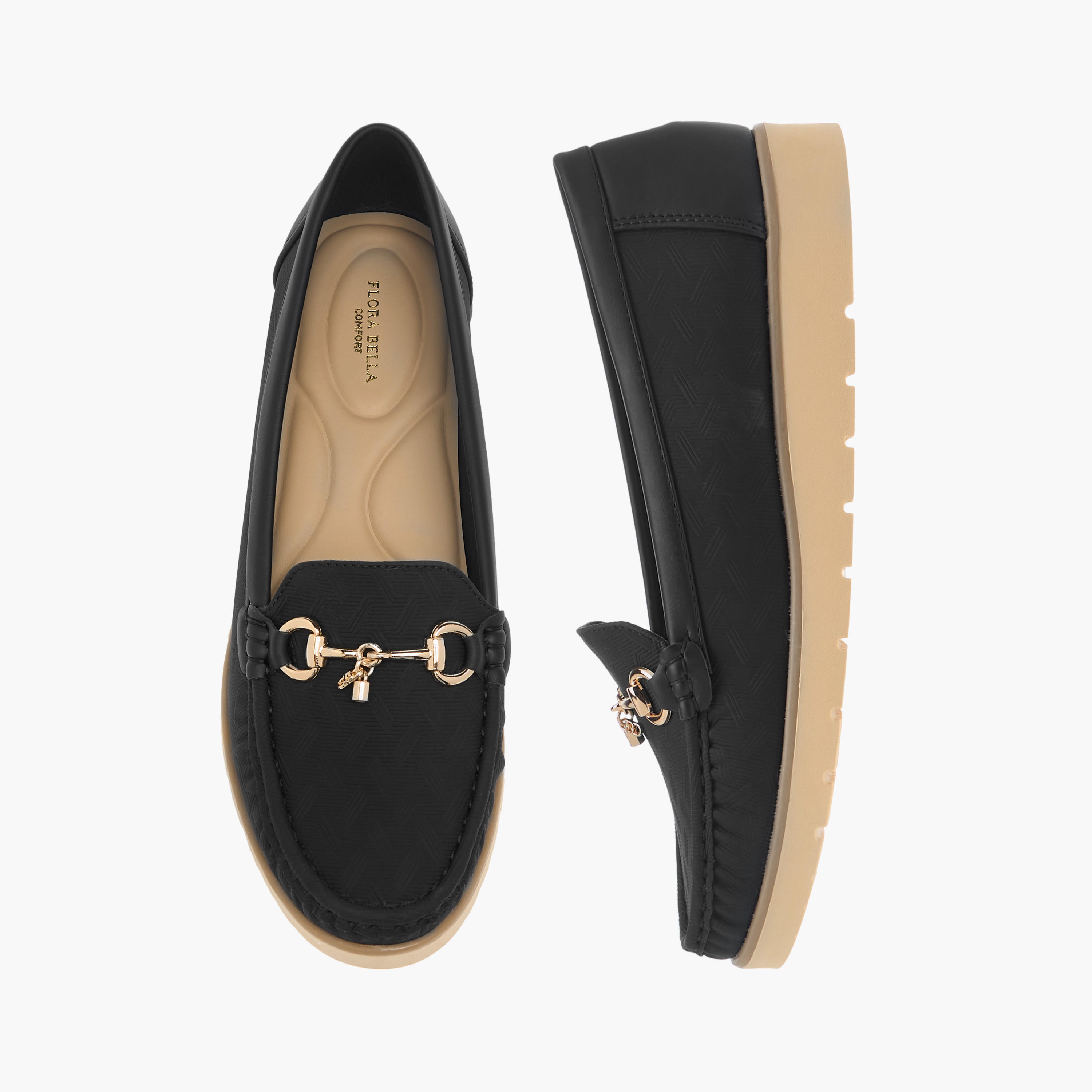 Flora Bella Textured Slip-On Comfort Loafers with Metal Accent-women-shoes-flats-loafers-image-1