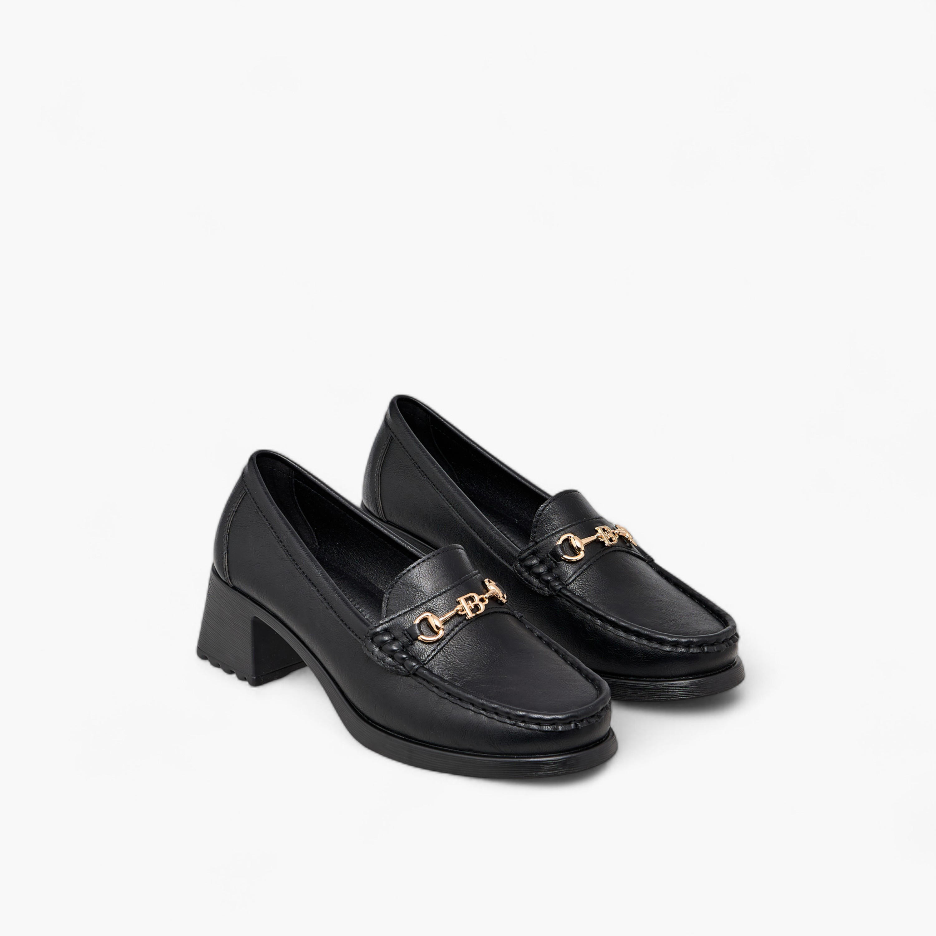 Flora Bella Metal Accent Slip-On Loafers with Block Heels-women-shoes-loafersandmoccasins-image-1
