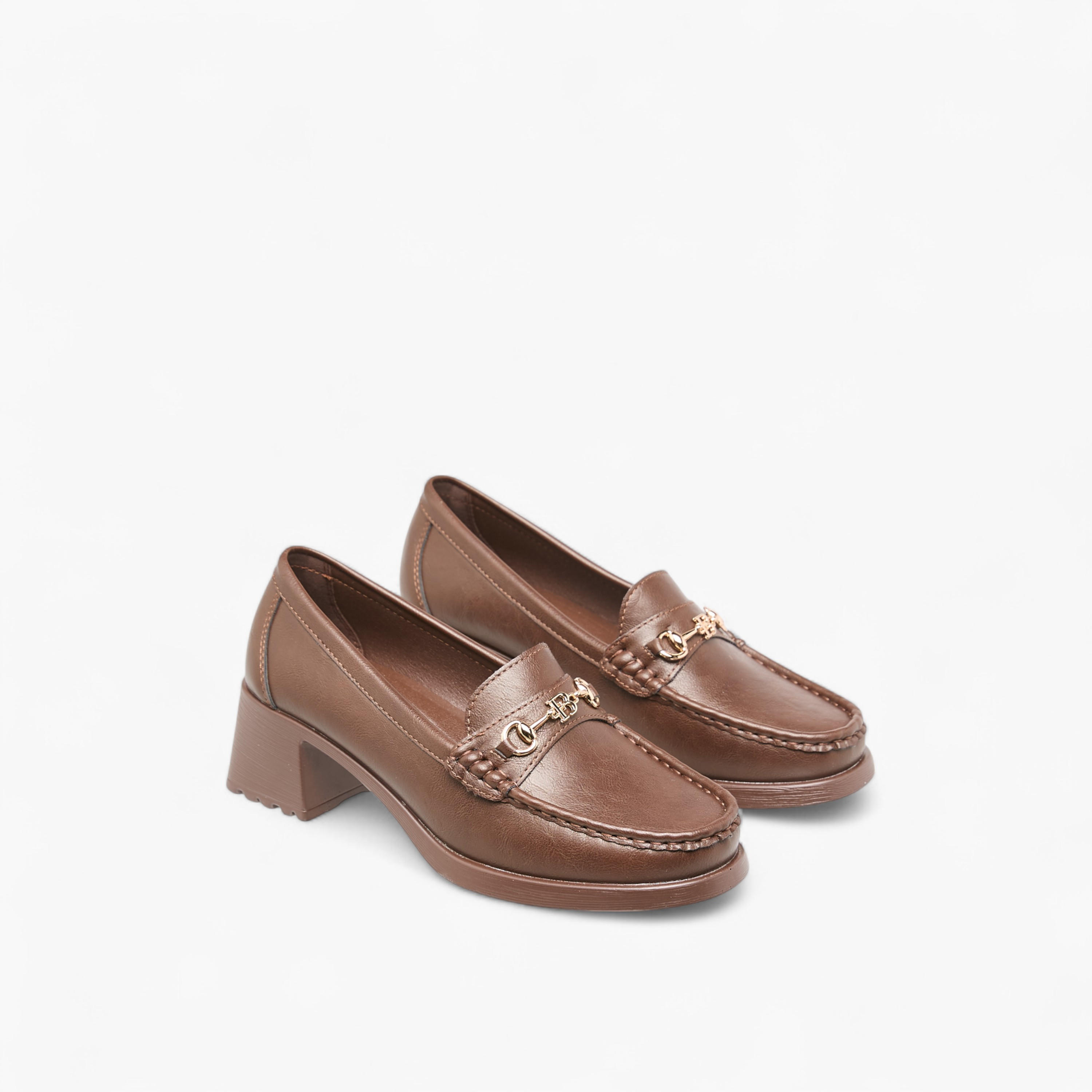 Flora Bella Metal Accent Slip-On Loafers with Block Heels-women-shoes-loafersandmoccasins-image-1
