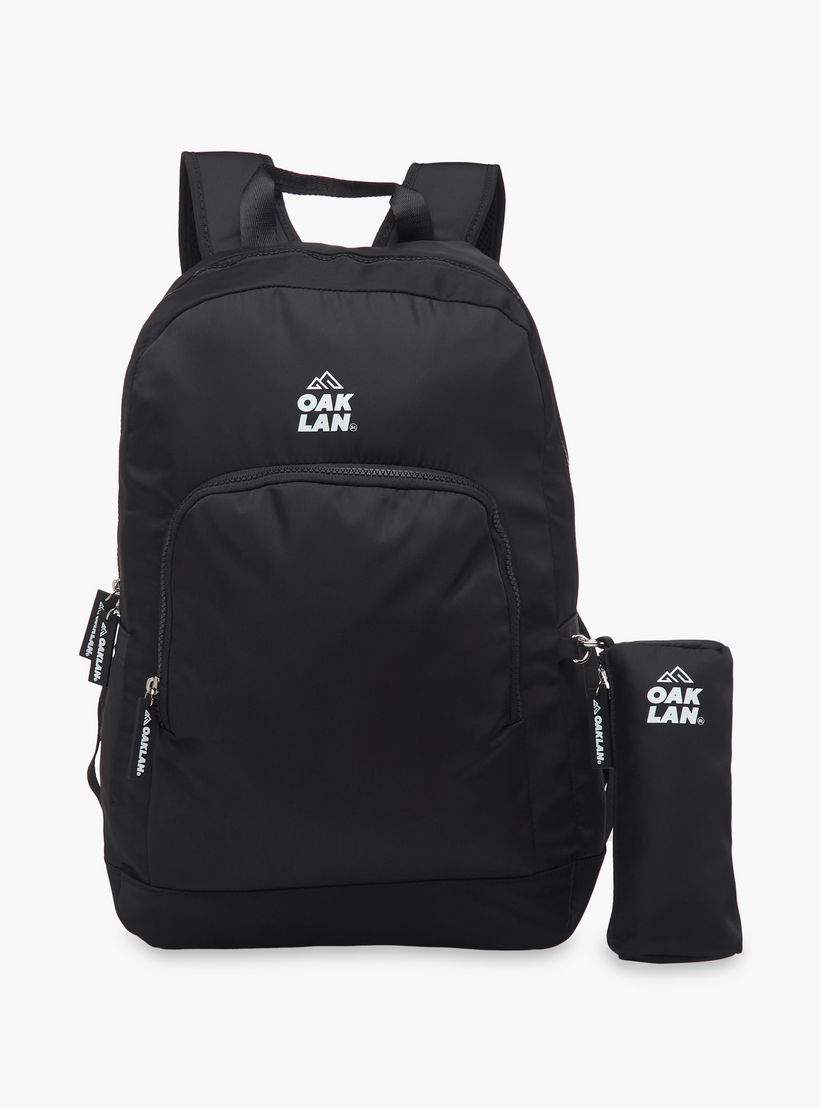 Oaklan by Shoexpress Logo Print School Backpack with Zip Closure and Pouch - 32x13x45 cm-school-bagsandbackpacks-backpacks-image-1