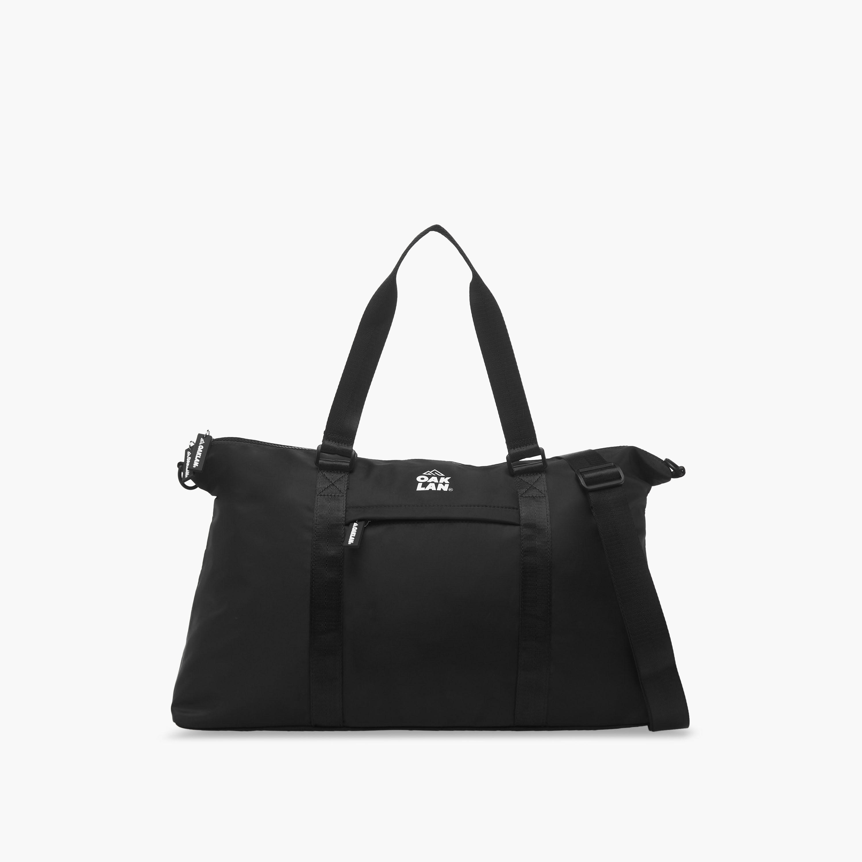 Oaklan by Shoexpress Logo Print Duffle Bag with Double Handles and Zip Closure-women-bagsandwallets-handbags-image-1