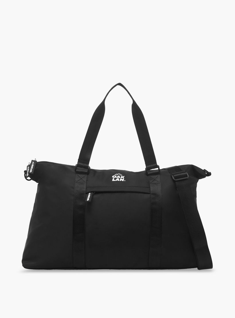 Oaklan by Shoexpress Logo Print Duffle Bag with Double Handles and Zip Closure-women-bagsandwallets-handbags-image-1