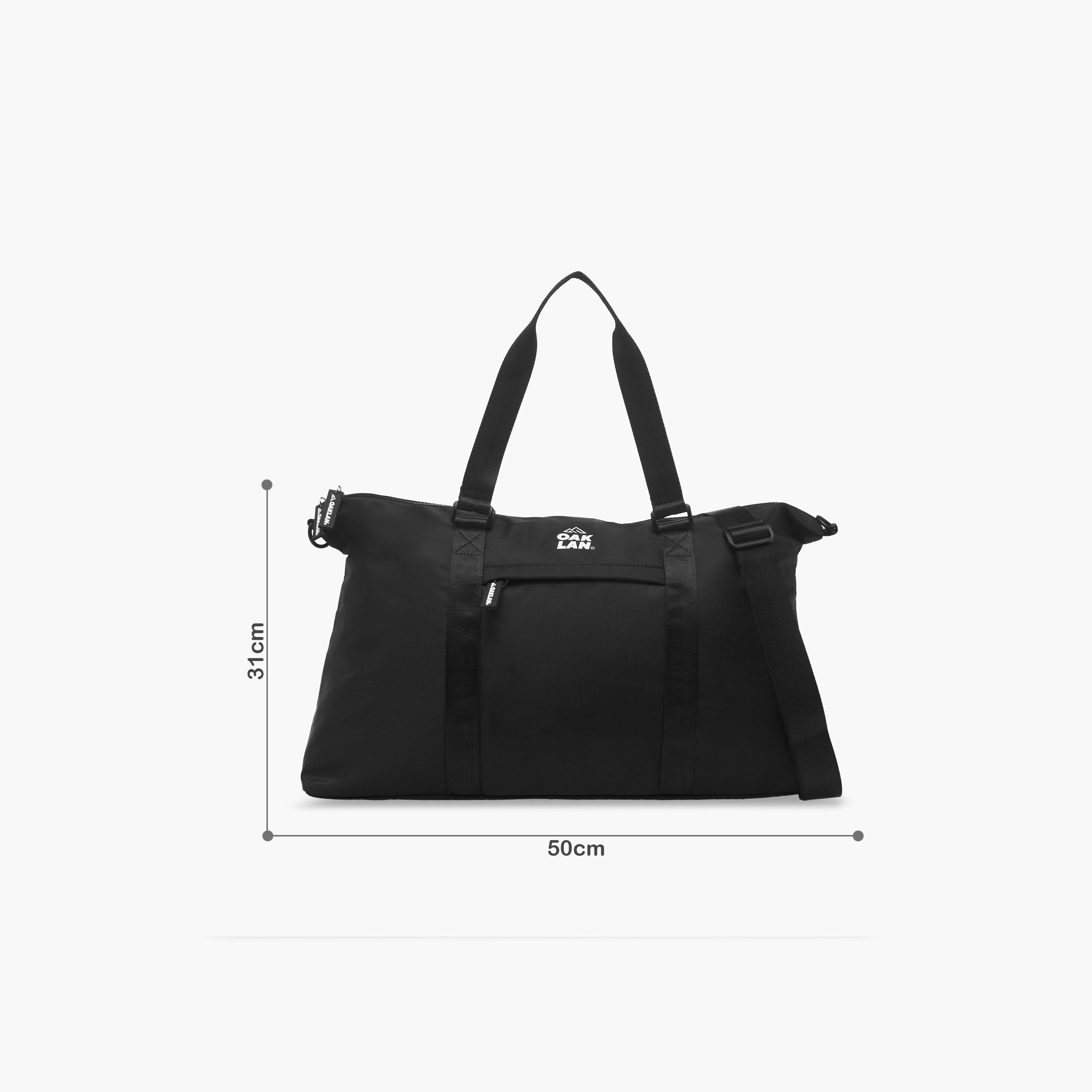 Oaklan by Shoexpress Logo Print Duffle Bag with Double Handles and Zip Closure-women-bagsandwallets-handbags-image-2