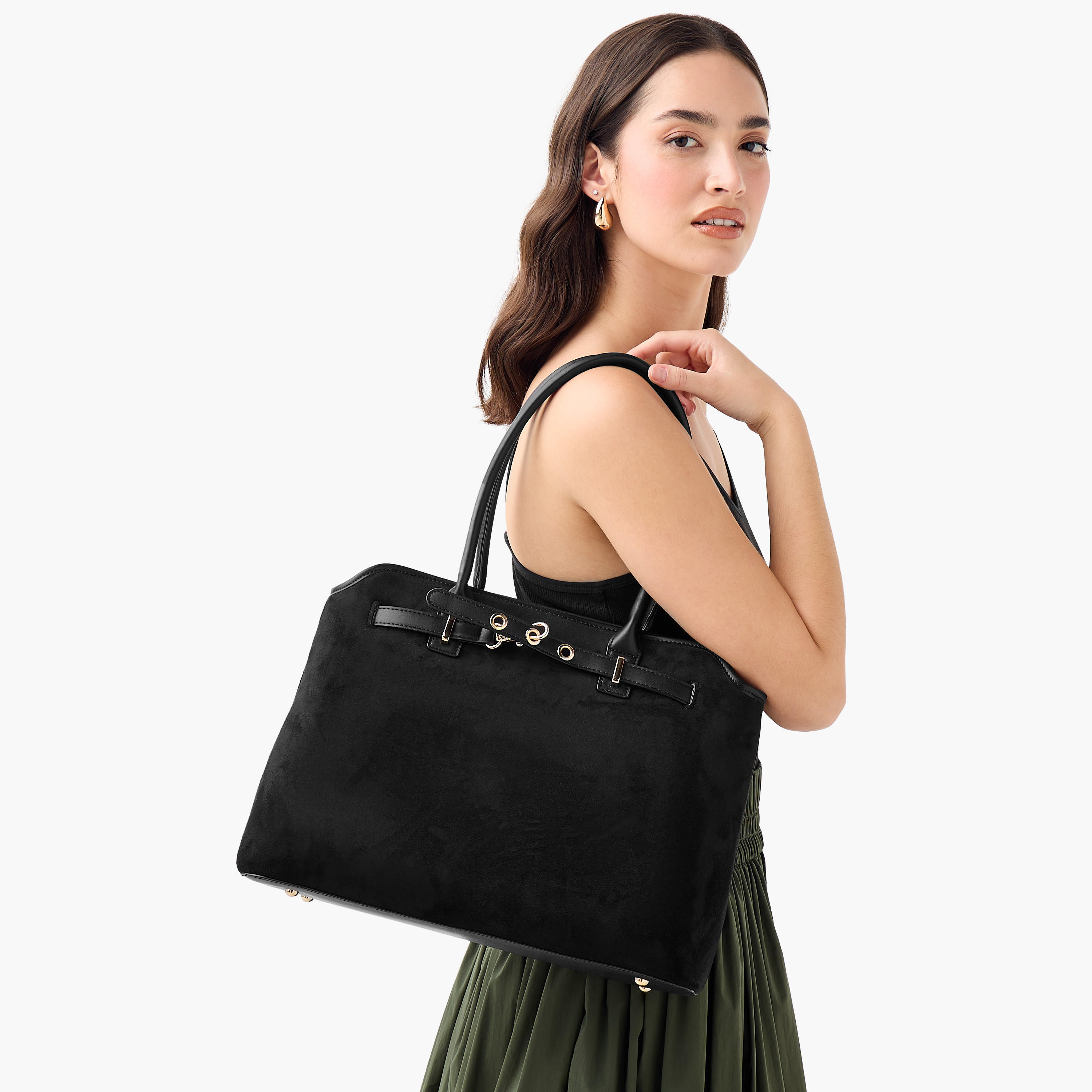 Flora Bella Solid Tote Bag with Double Handles and Zip Closure-women-bagsandwallets-handbags-image-3
