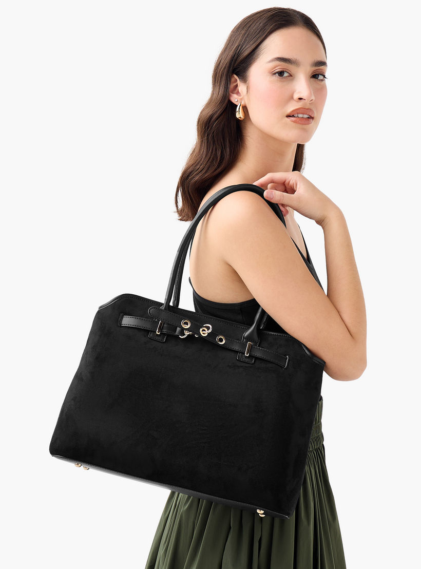 Flora Bella Solid Tote Bag with Double Handles and Zip Closure-women-bagsandwallets-handbags-image-3