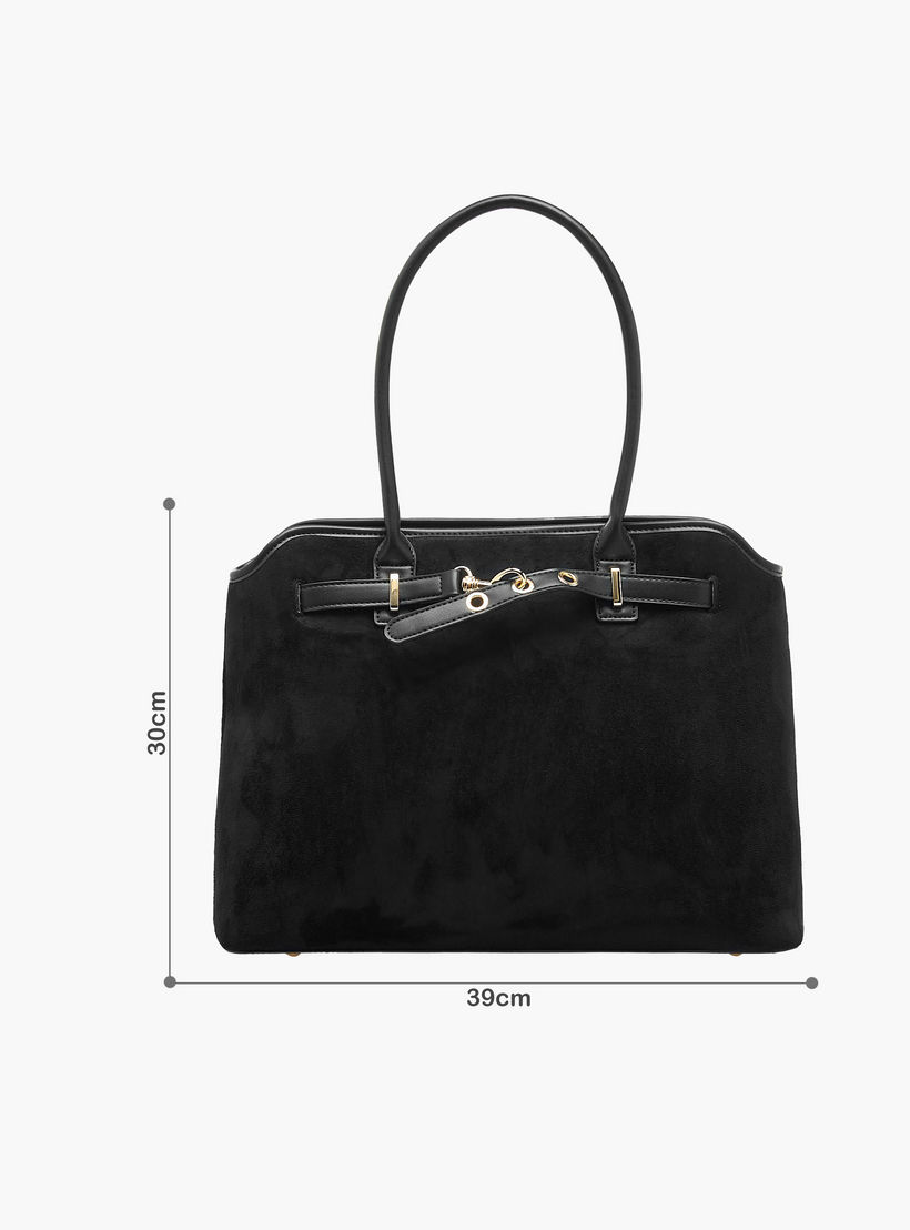 Flora Bella Solid Tote Bag with Double Handles and Zip Closure-women-bagsandwallets-handbags-image-2