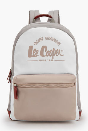 Lee Cooper Logo Print Backpack with Front Pocket-women-bagsandwallets-backpacks-image-1