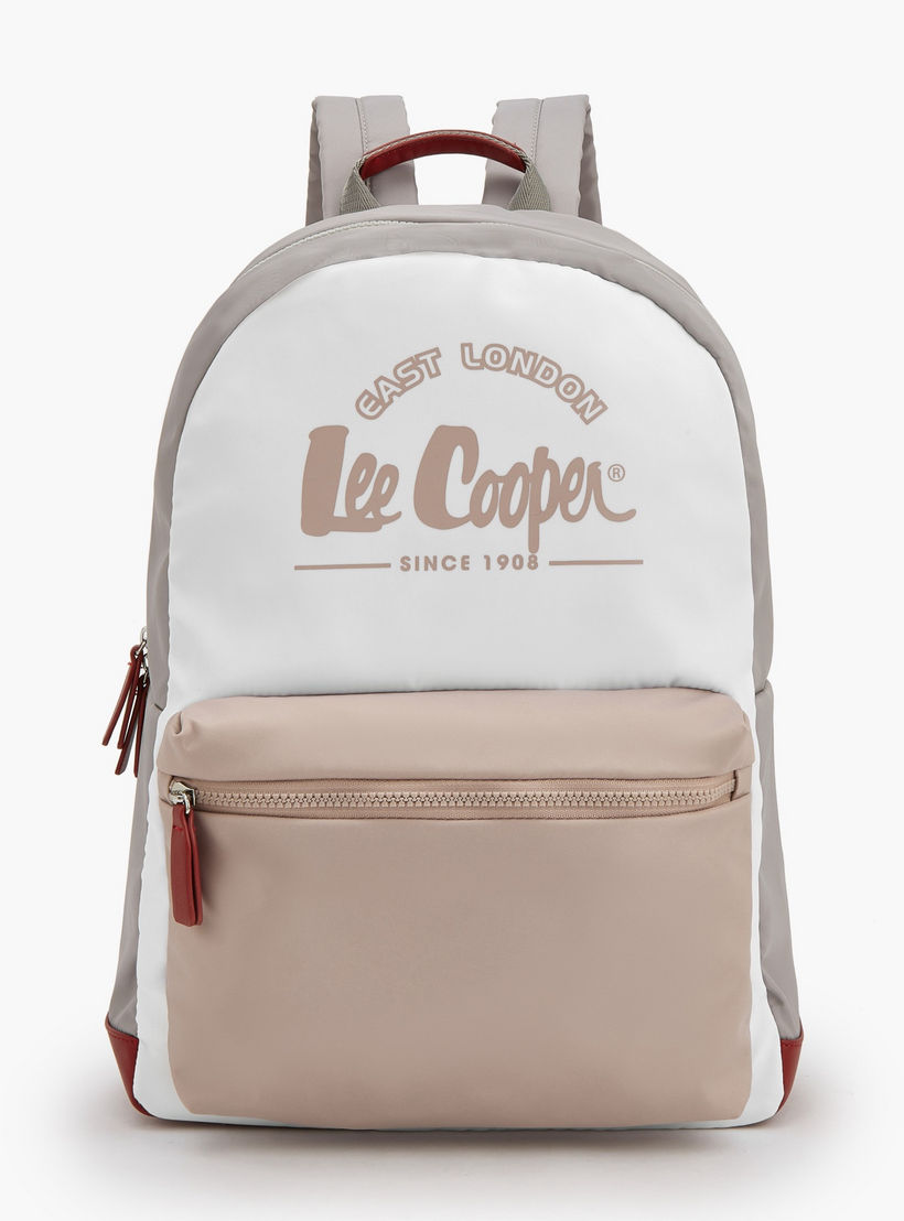 Lee Cooper Logo Print Backpack with Front Pocket-women-bagsandwallets-backpacks-image-1